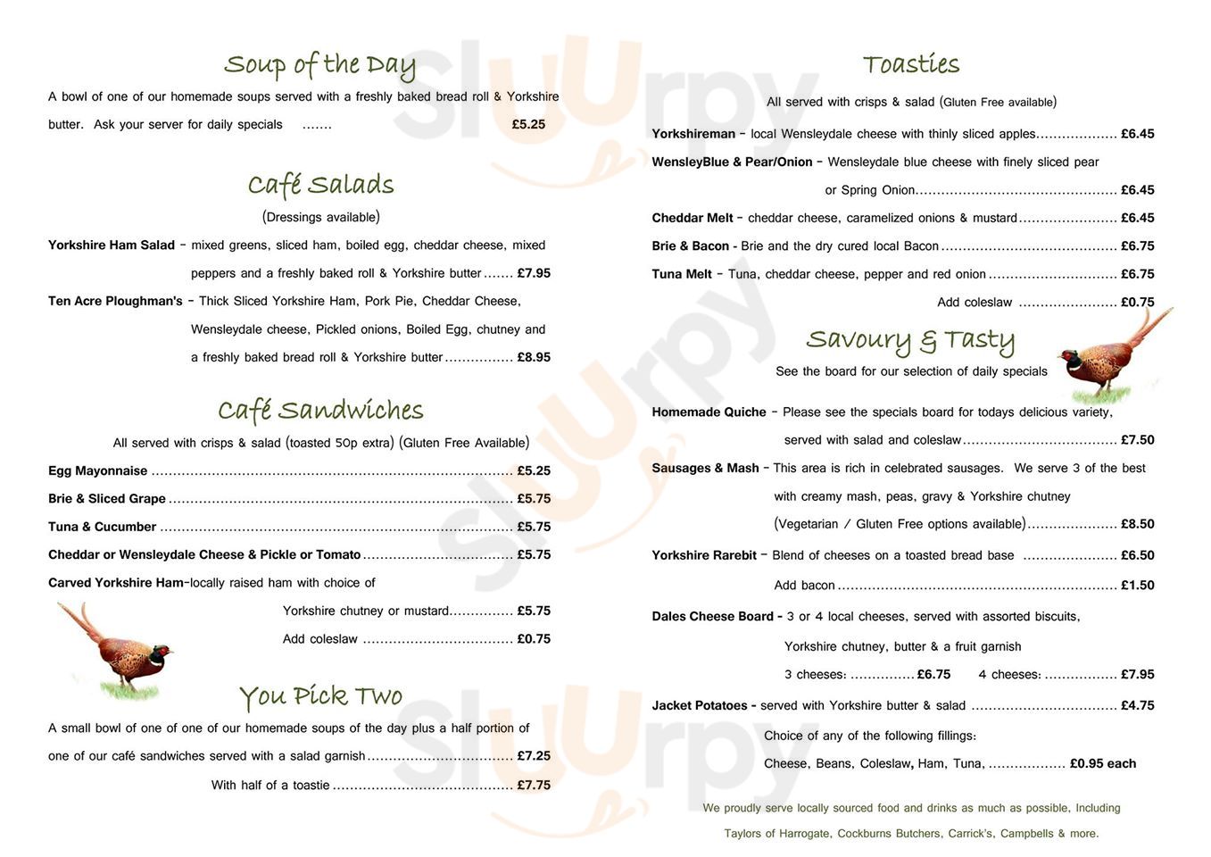 High Parks Tearoom Bedale Menu - 1