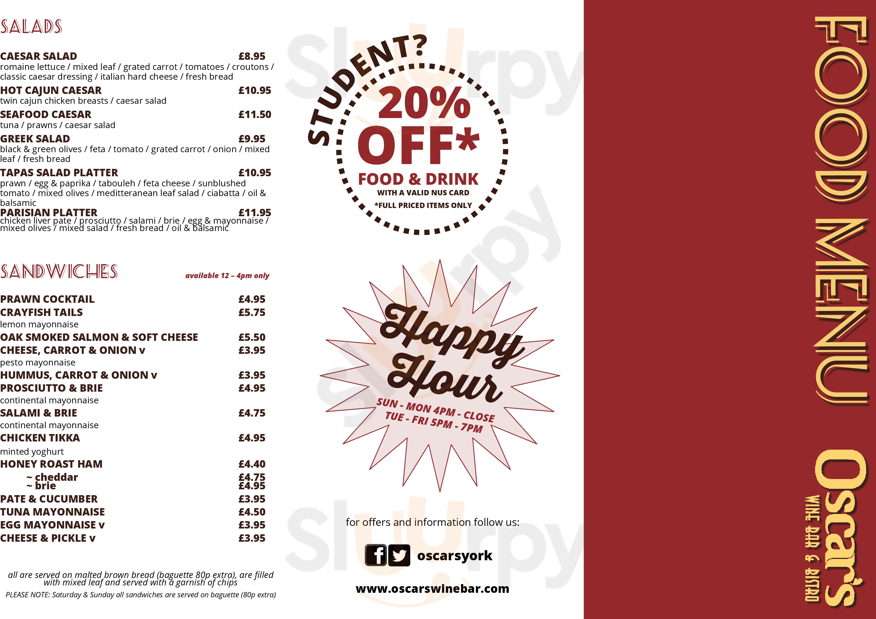 Oscar s Wine Bar Bistro Men York Main Menu Sluurpy