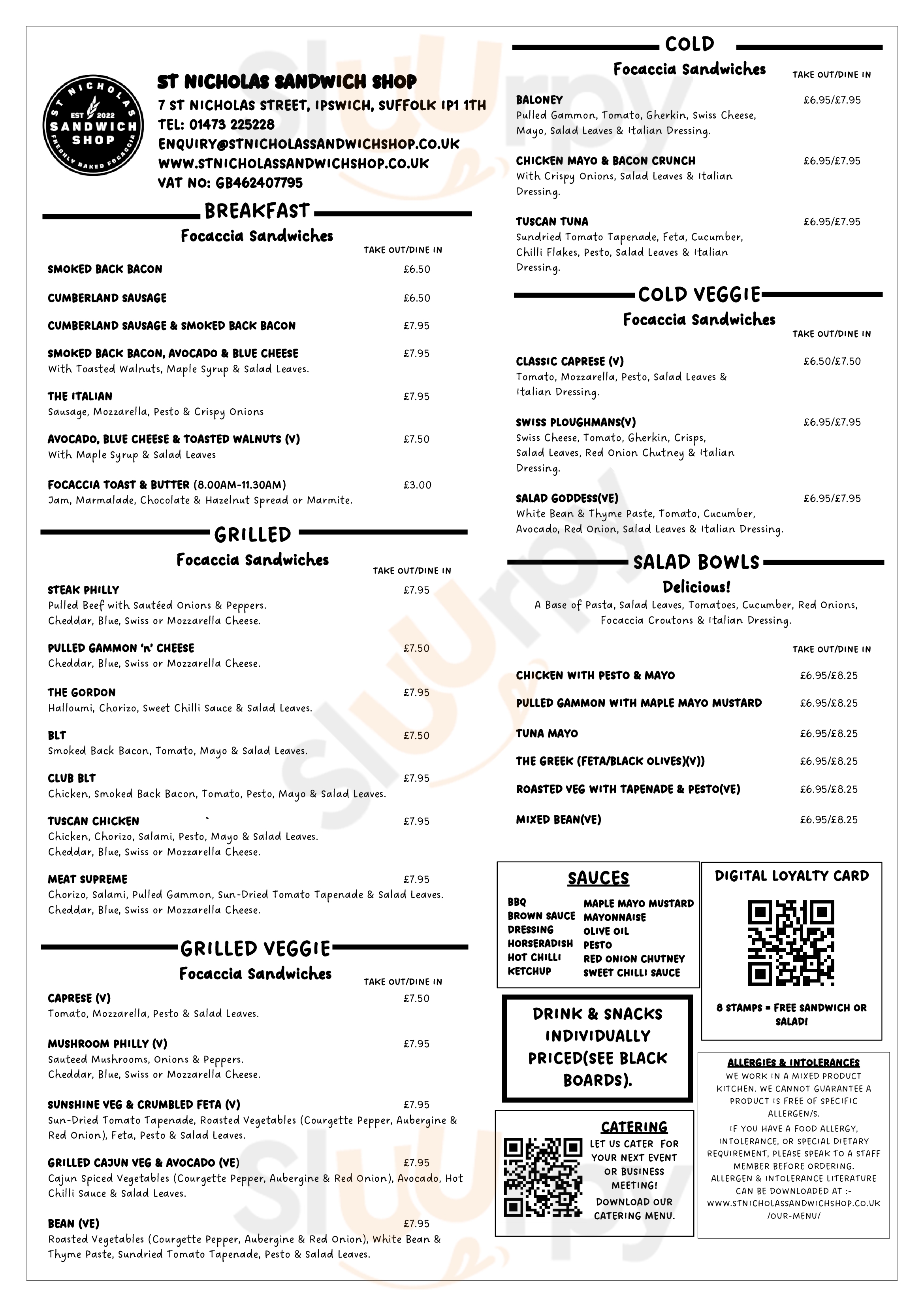 Main Menu - St. Nicholas Sandwich Shop