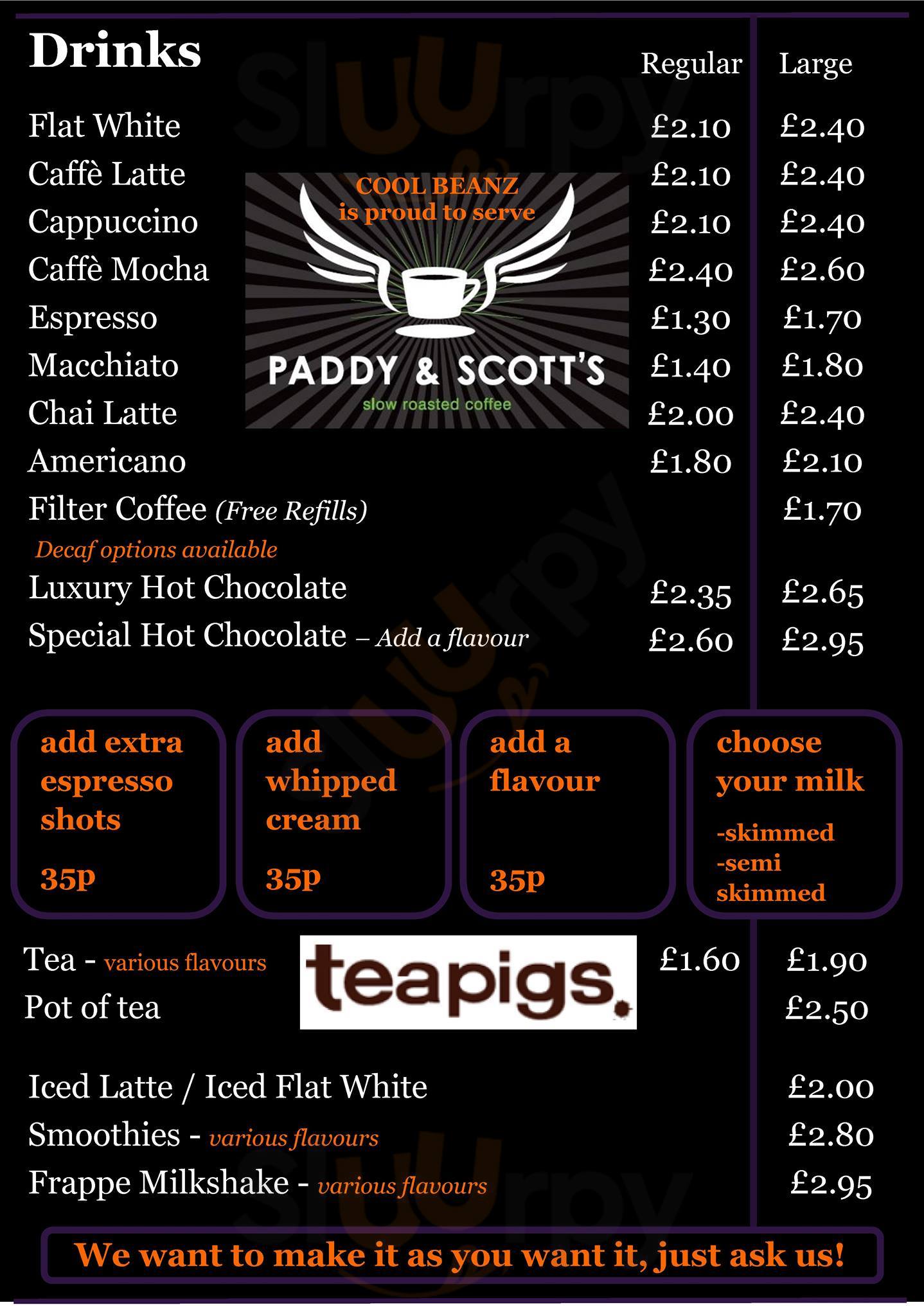 Cool Beanz Ipswich Menu - 1