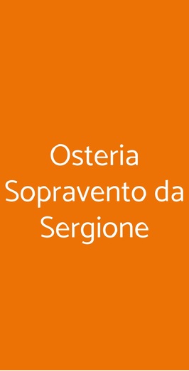 Osteria Sopravento Da Sergione, Bari