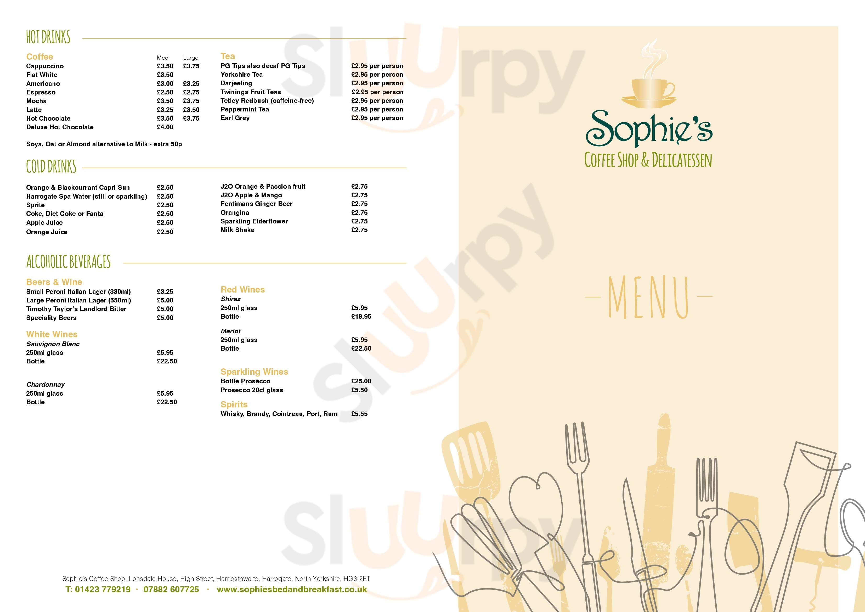 Main Menu - Sophies Coffee Shop