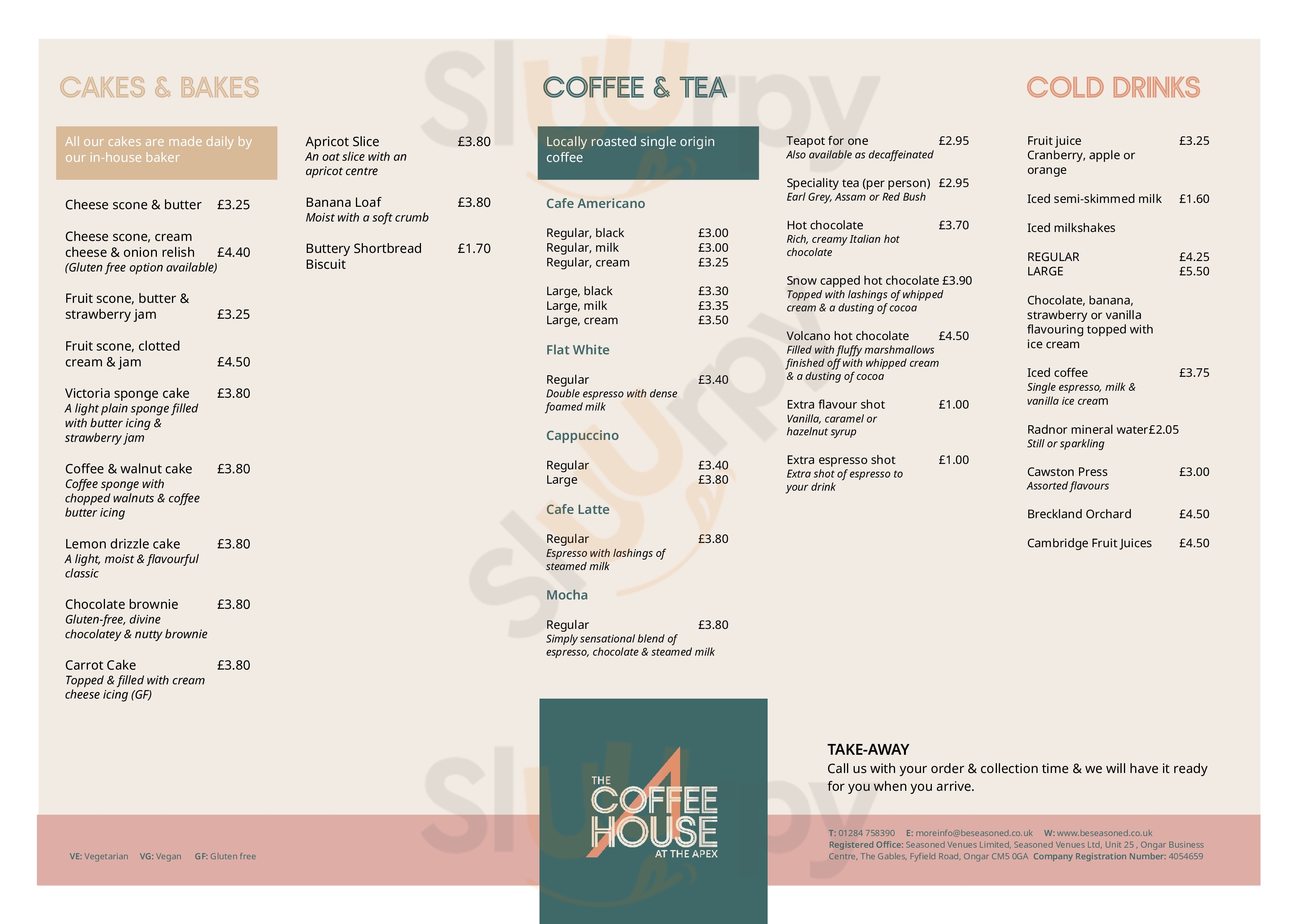 The Apex Cafe Bury St. Edmunds Menu - 1