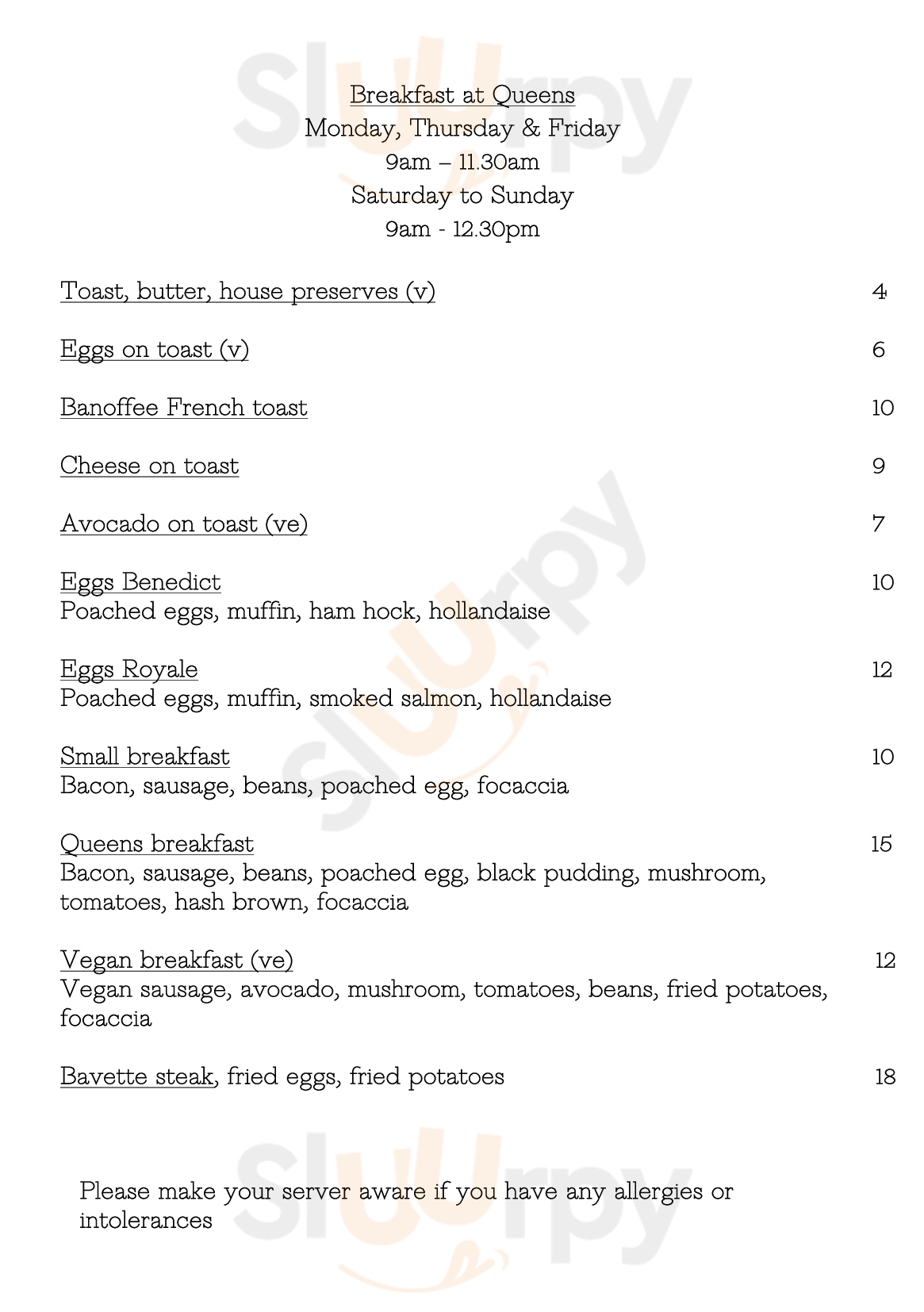 Toff's Bar And Brasserie Liverpool Menu - 1