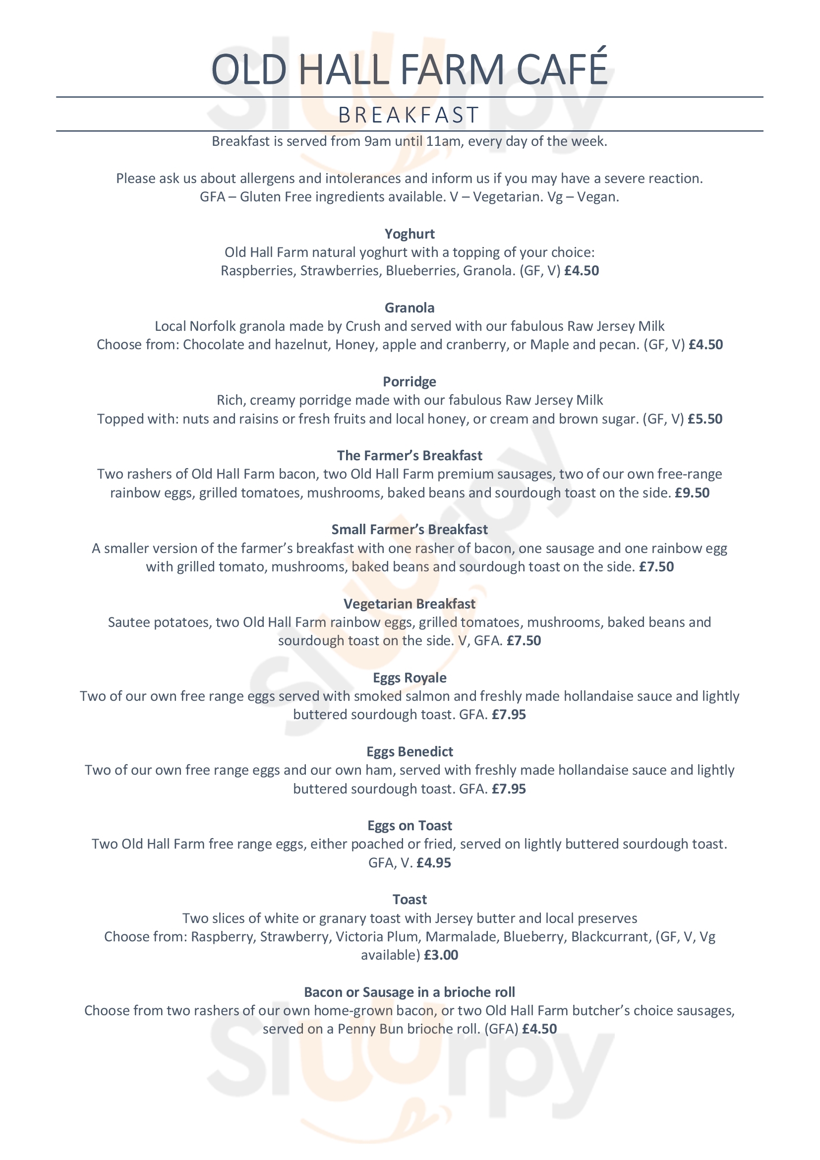 Old Hall Farm Bungay Menu - 1