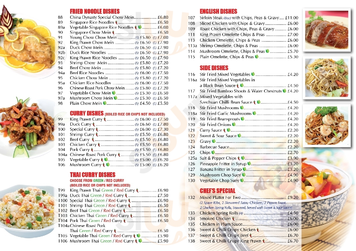 China dynasty deals menu