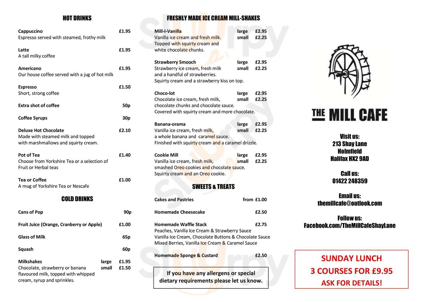 Main Menu - The Mill Cafe