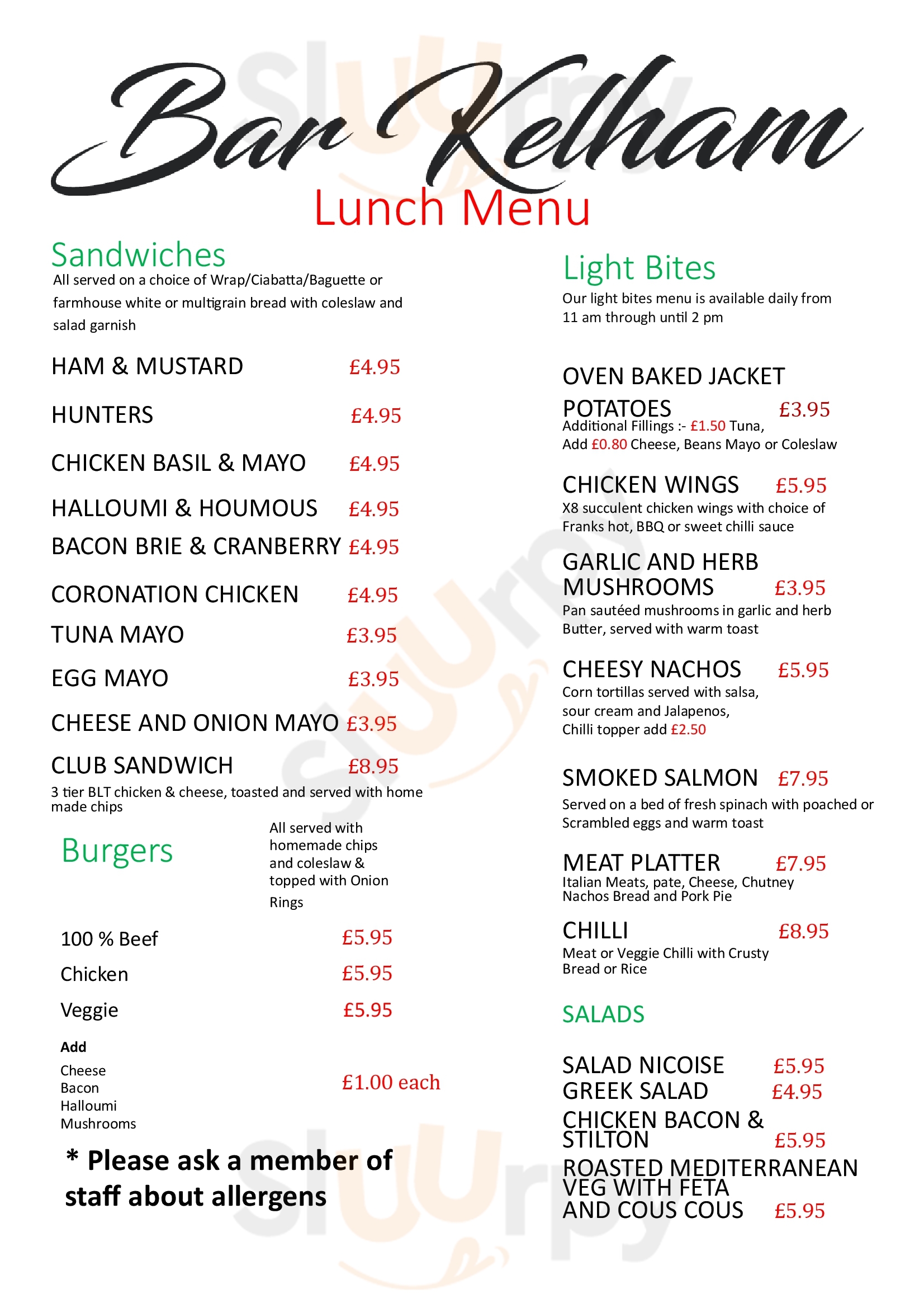 Main Menu - Pa's Bistro