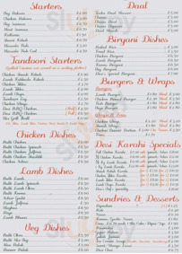 Desi Karahi menu