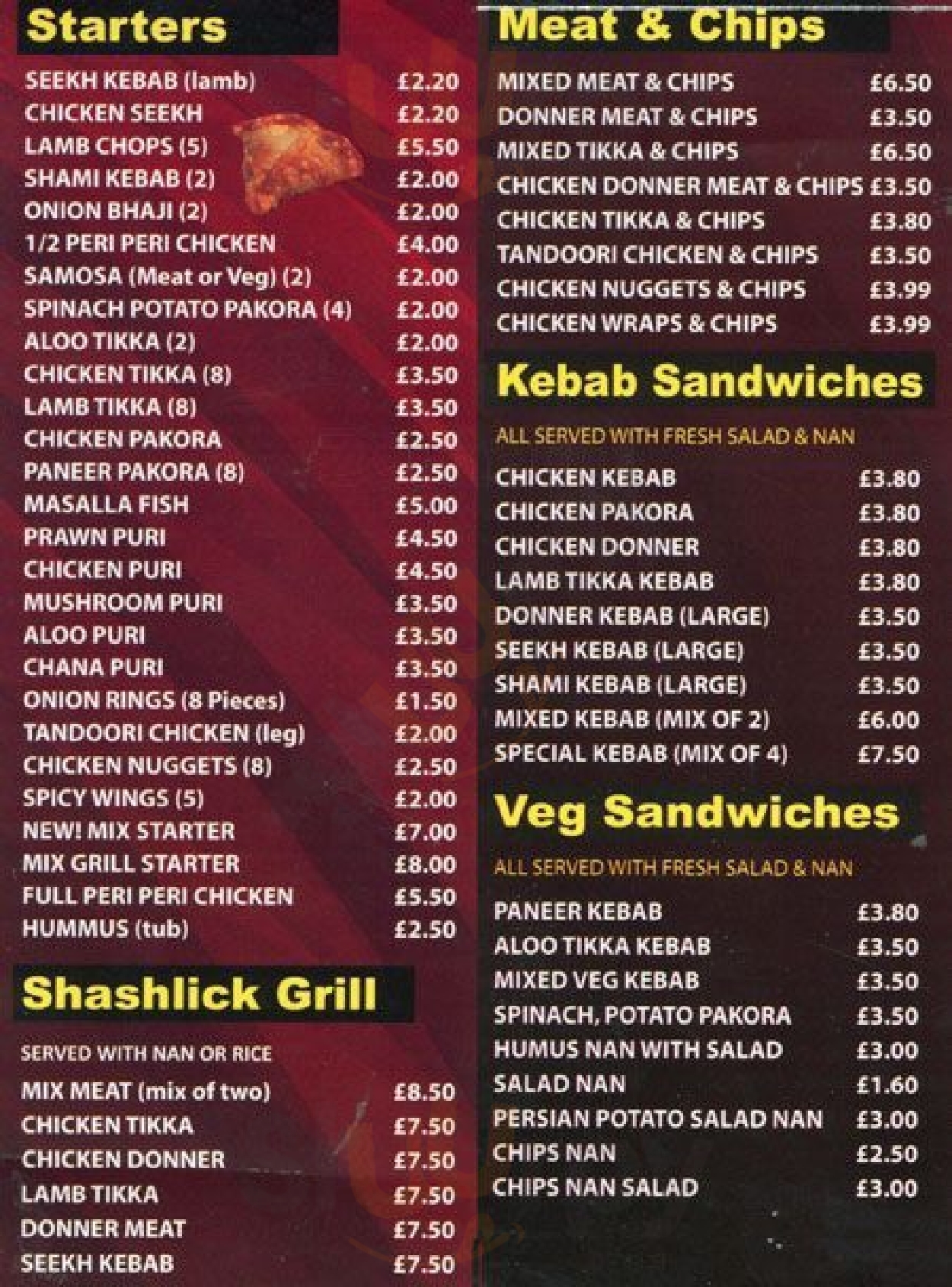 Main Menu - Cha Cha Take Away