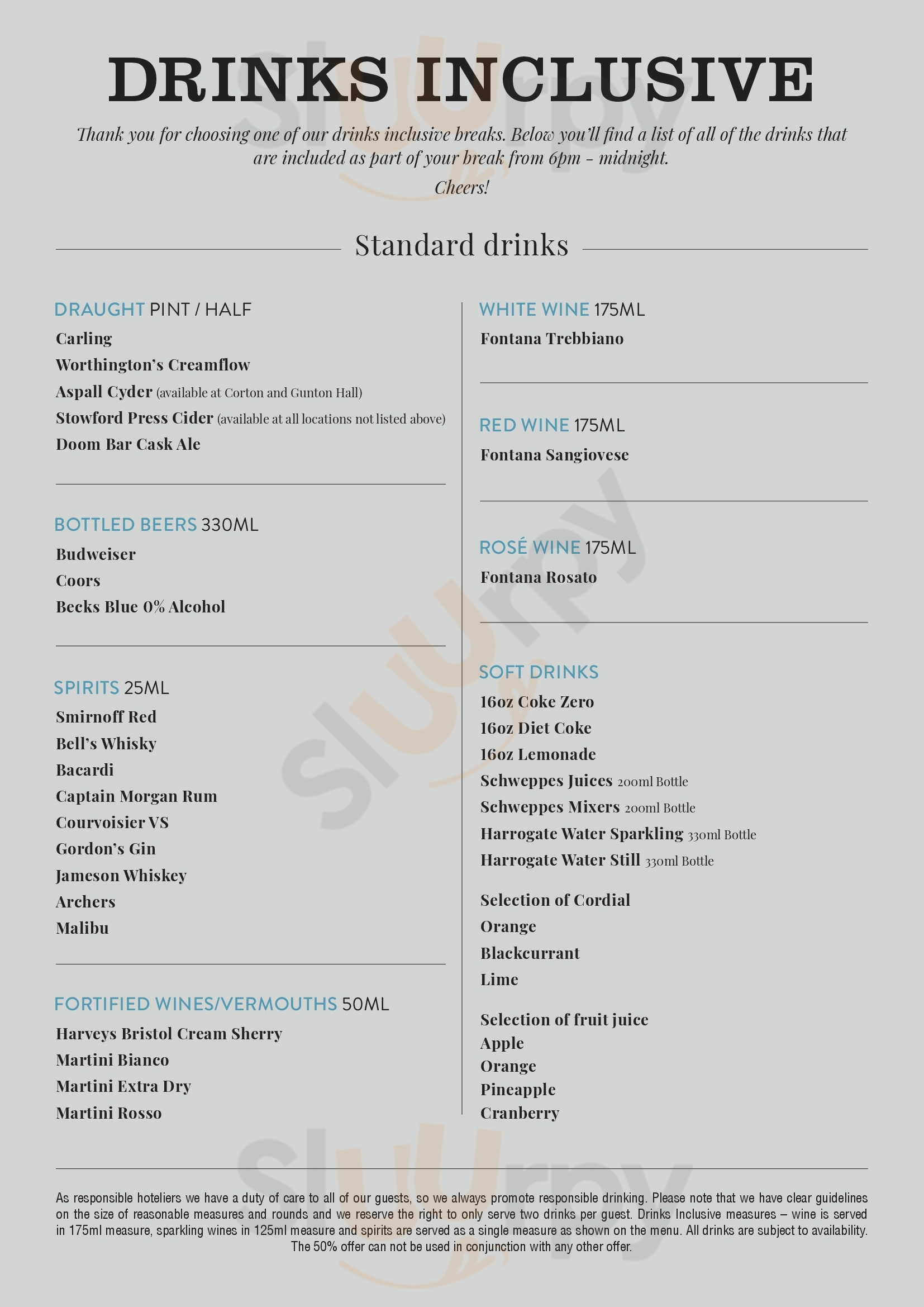 Main Menu - The Terrace Restaurant