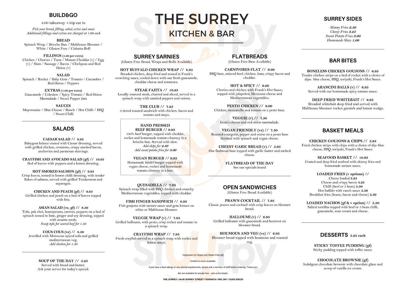 The Surrey Bar And Kitchen Norwich Menu - 1