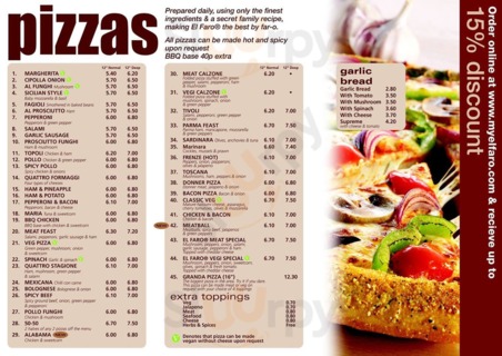 El Faro menu