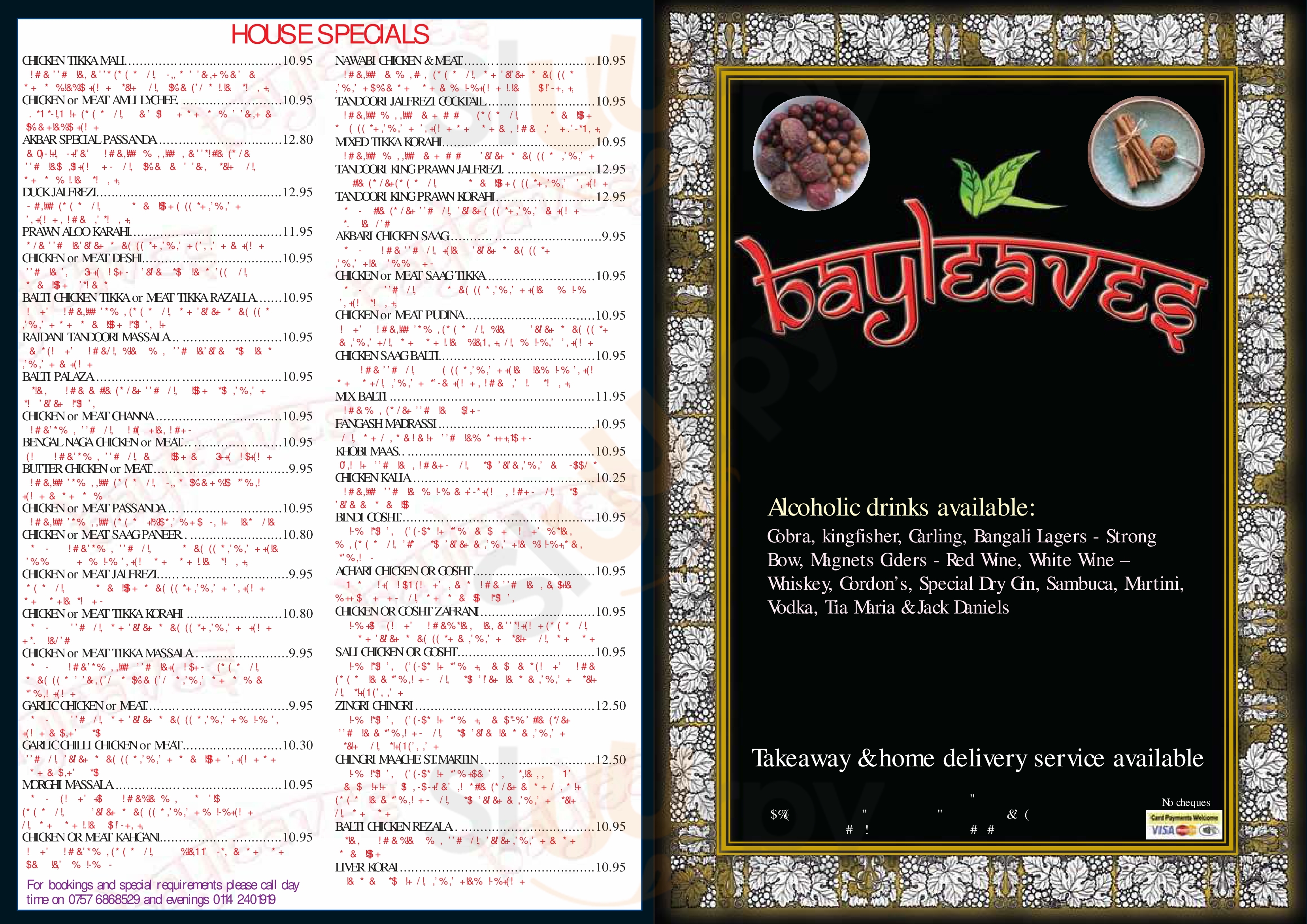 Bayleaves Sheffield Menu - 1