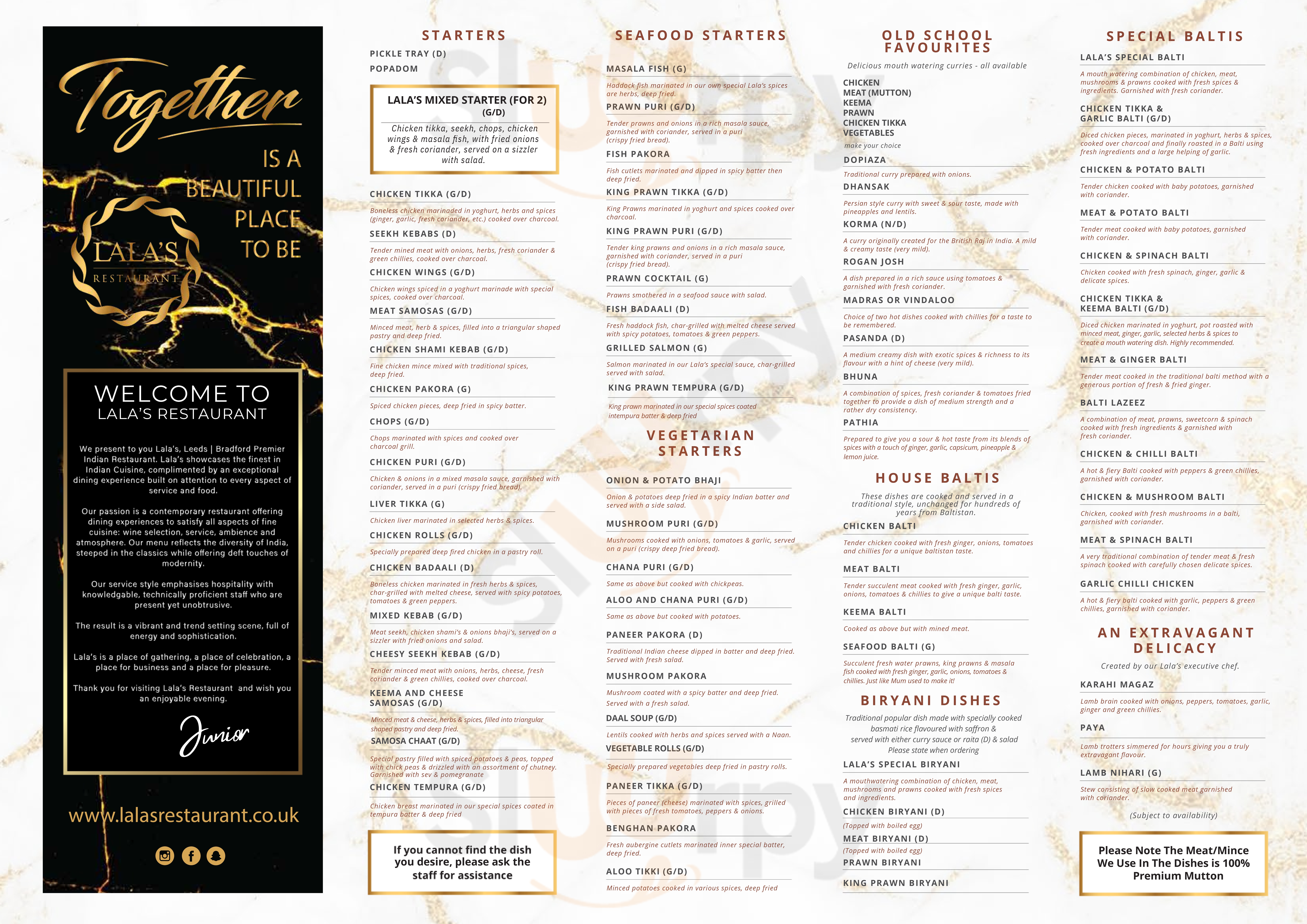 Lala’s Restaurant Pudsey Menu - 1