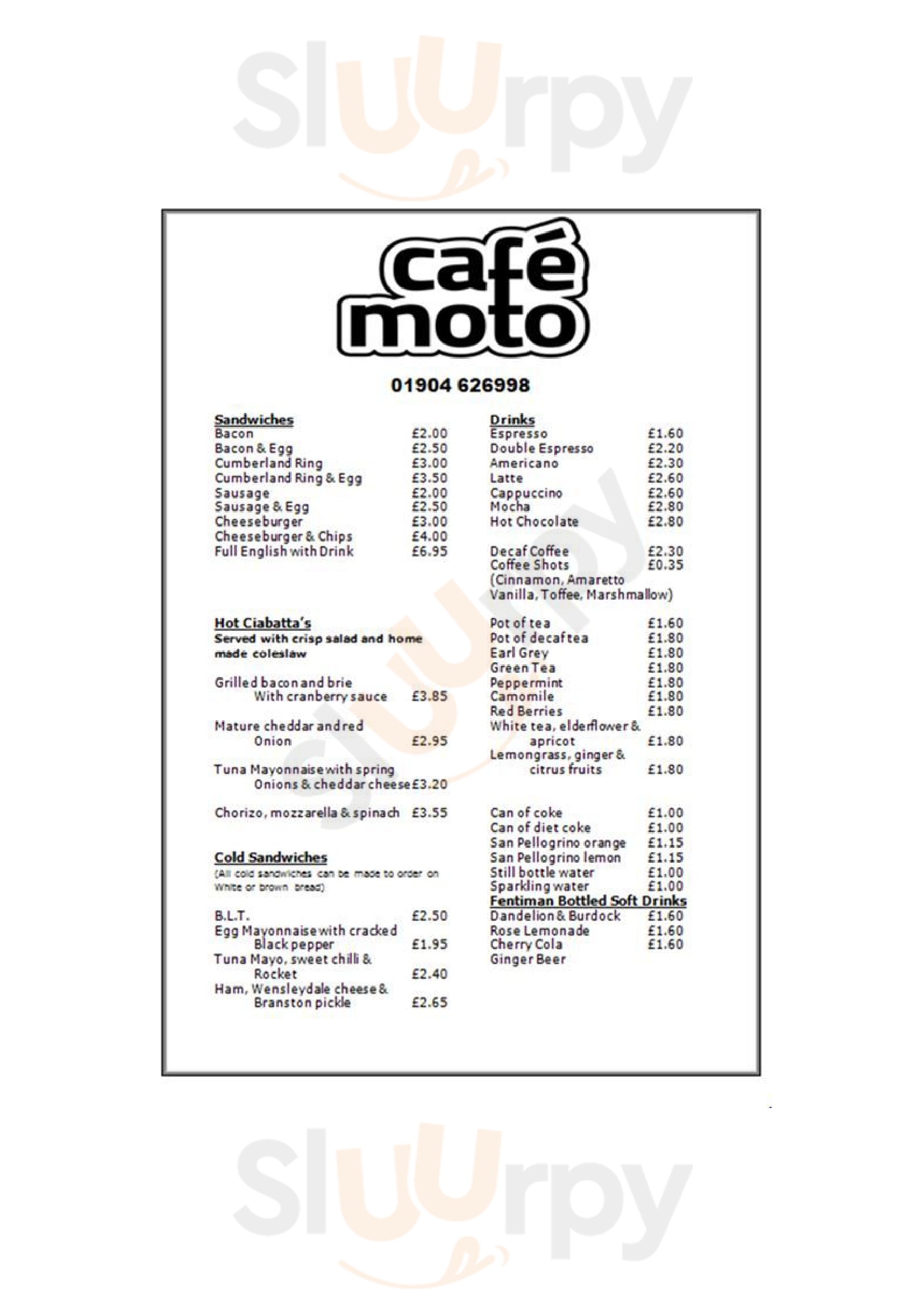 Cafe Moto York Menu - 1