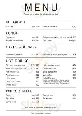 The Cafe By Benugo menu
