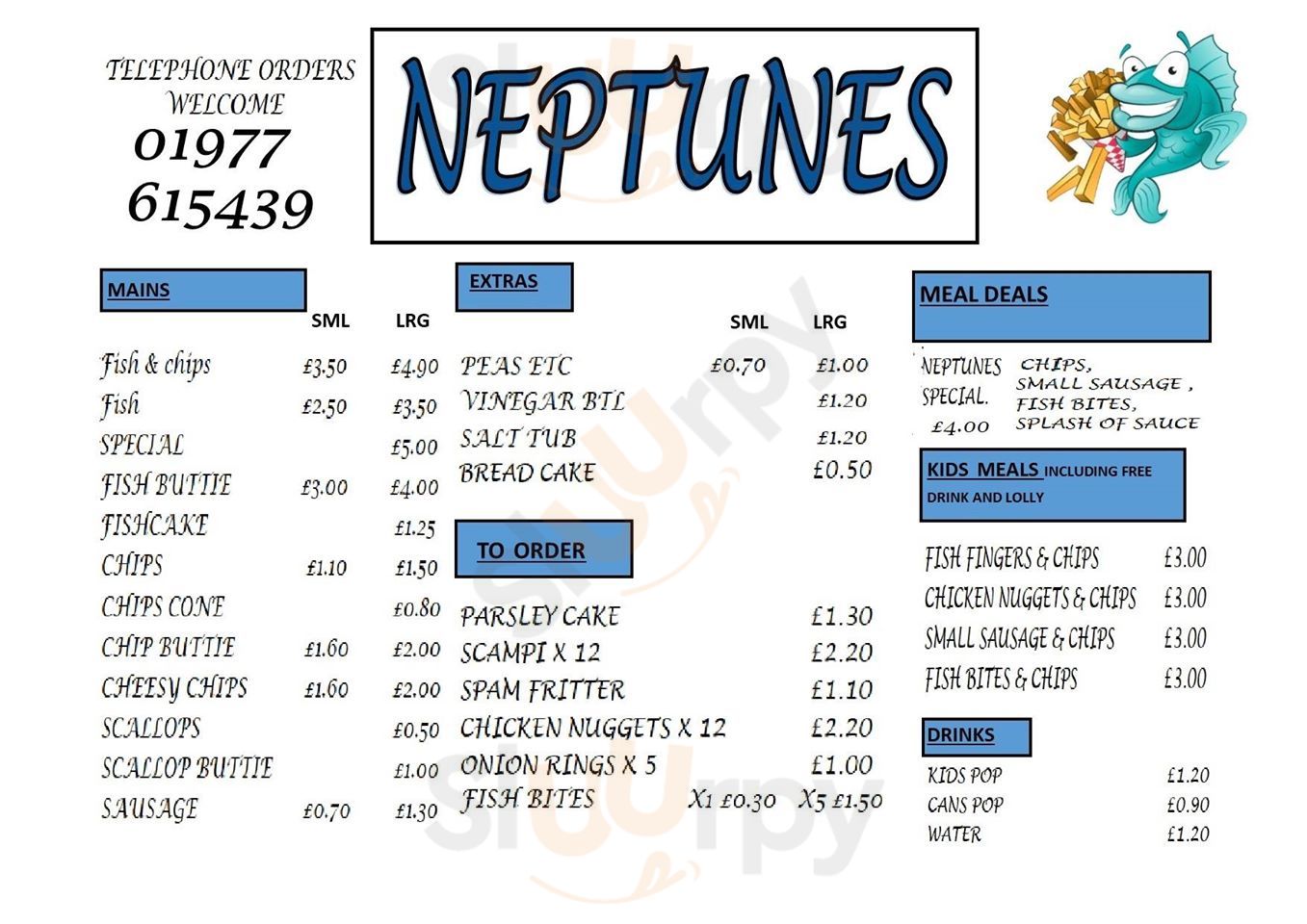 Neptunes Fish & Chips Pontefract Menu - 1