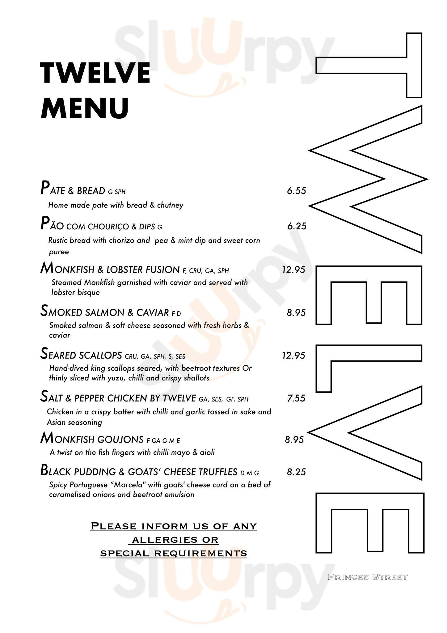 Twelve Fusion Kitchen Southport Menu - 1