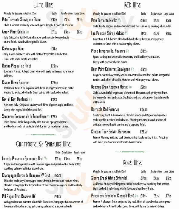Oscar & Bentleys Canterbury Menu - 1