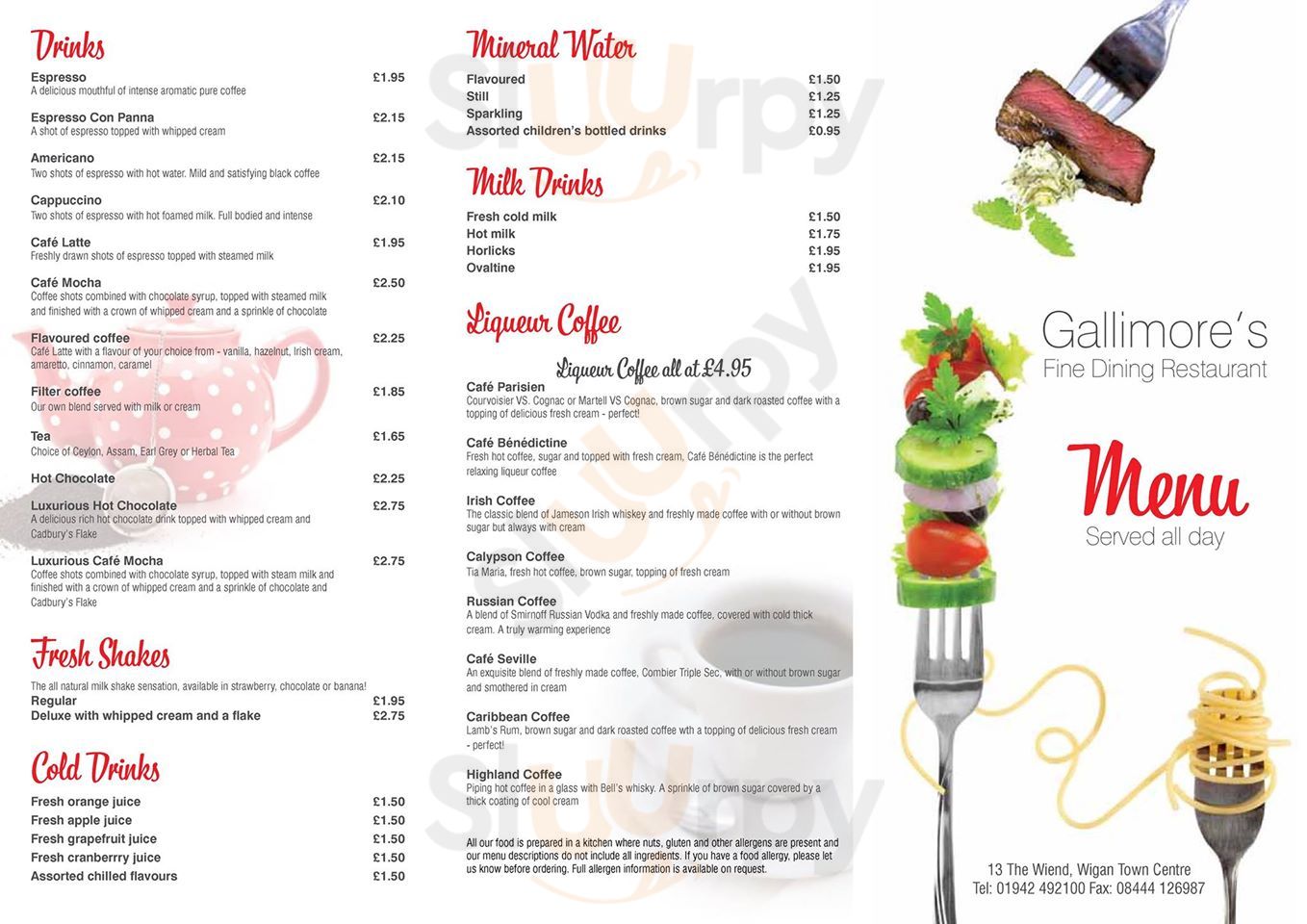 Gallimore's Fine Restaurant Wigan Menu - 1