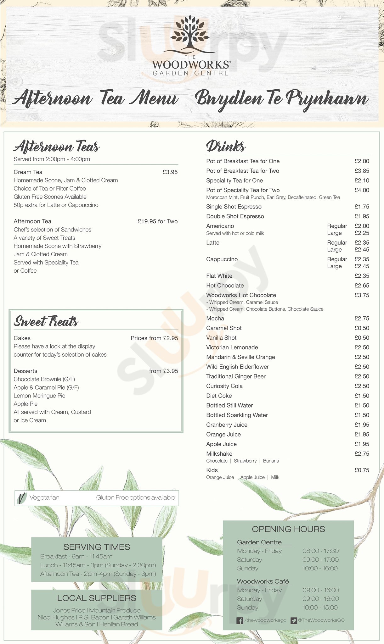 The Woodworks Garden Centre And Cafe Mold Menu - 1