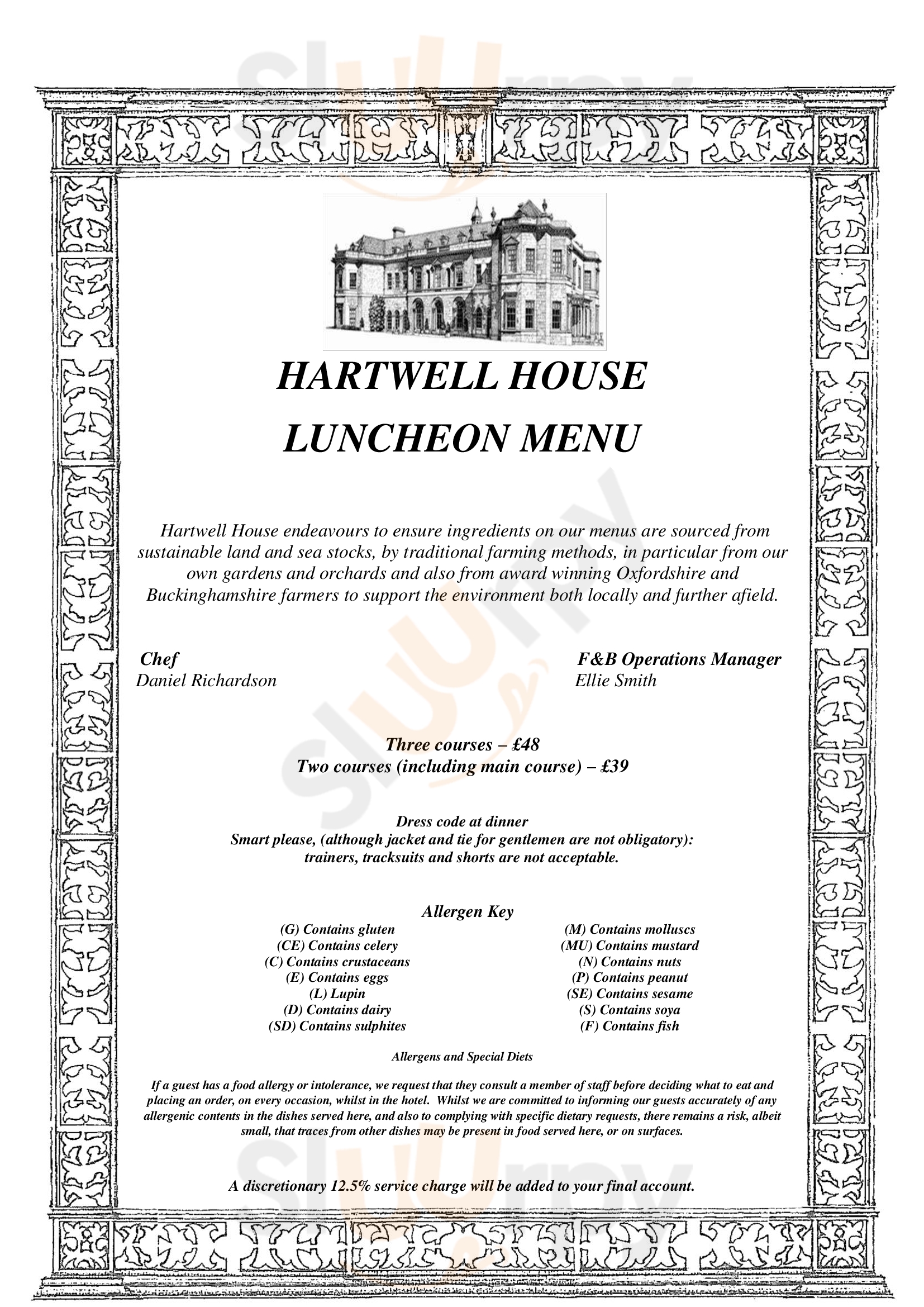 Hartwell House Aylesbury Menu - 1