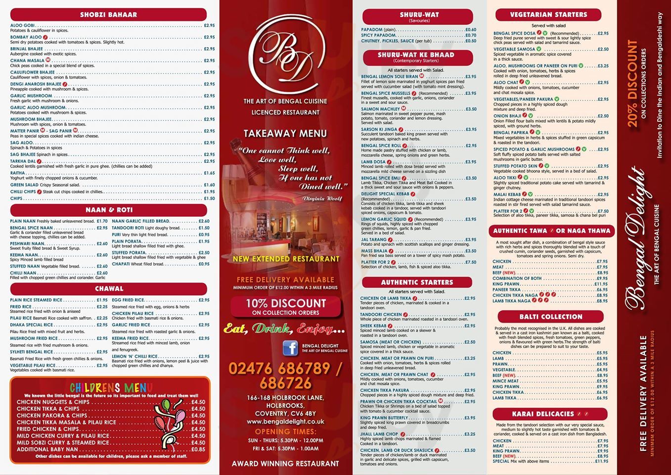 The Bengal Delight Coventry Menu - 1