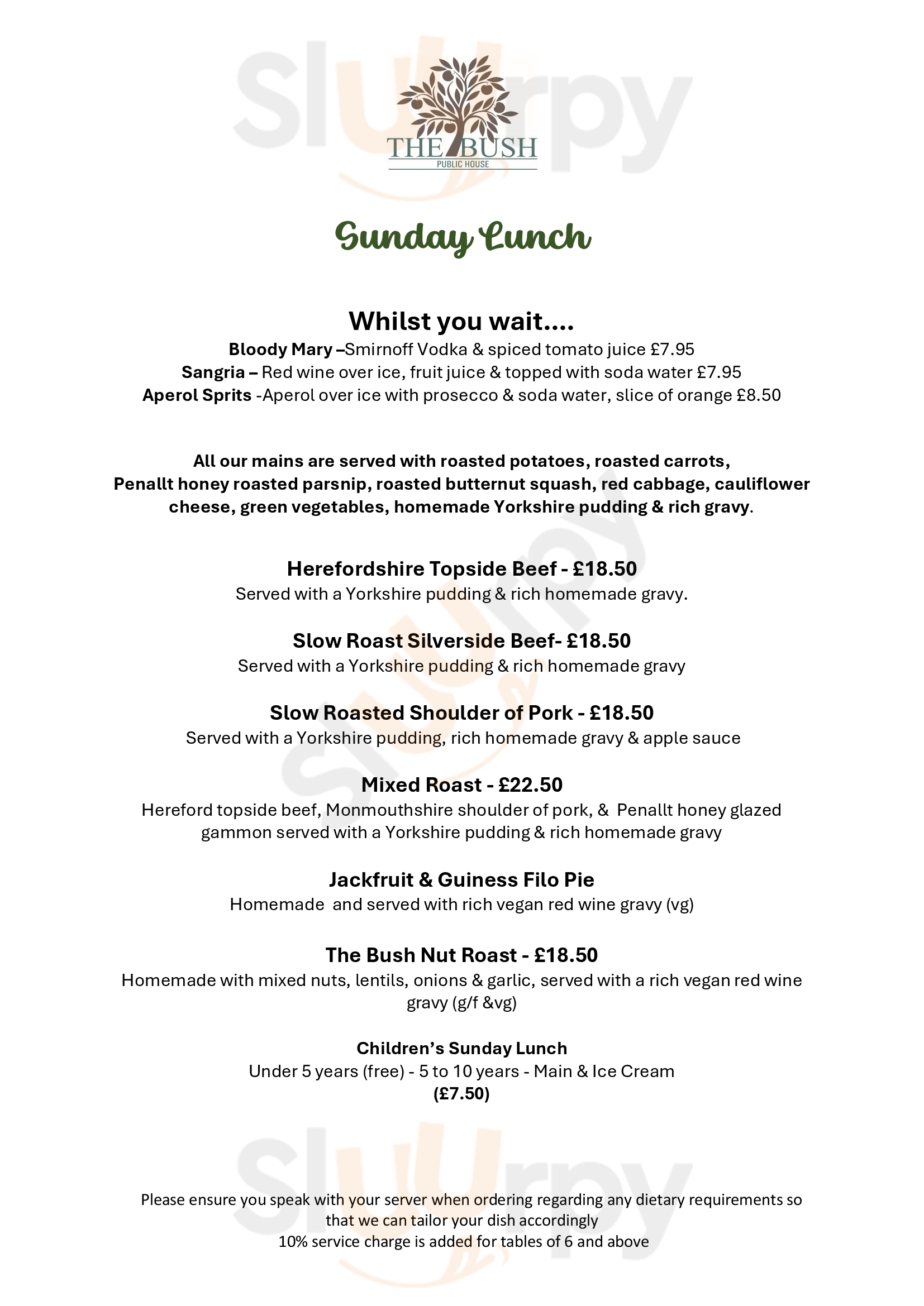 Main Menu - The Inn At Penallt