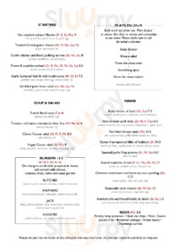 Brasserie At The Wivenhoe House menu