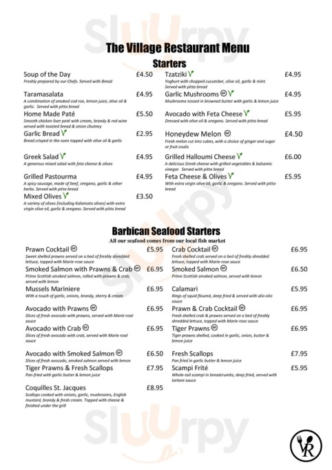 The Village Restaurant, Plymouth - Restaurant Menu, Reviews and Prices