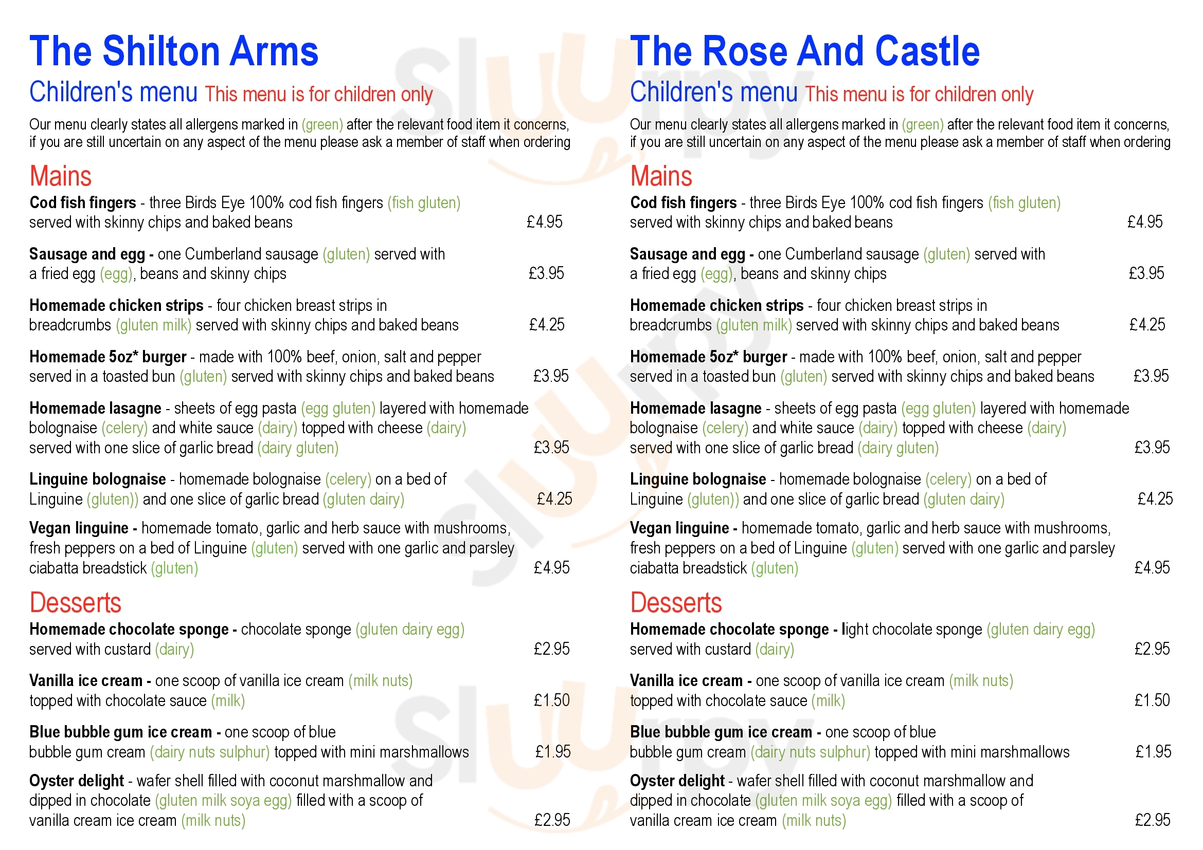 The Shilton Arms Coventry Menu - 1