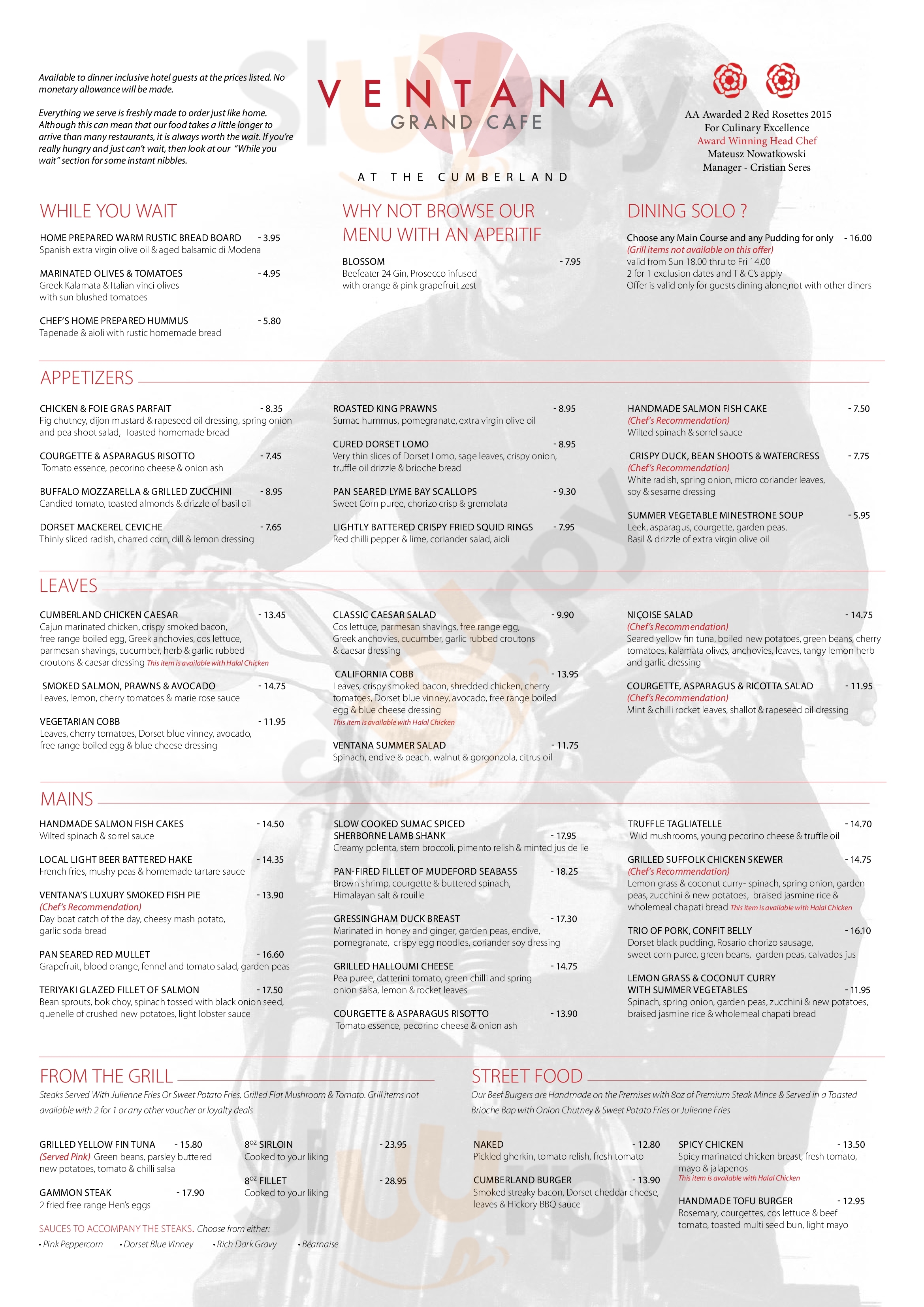 Ventana Grand Cafe Bournemouth Menu - 1