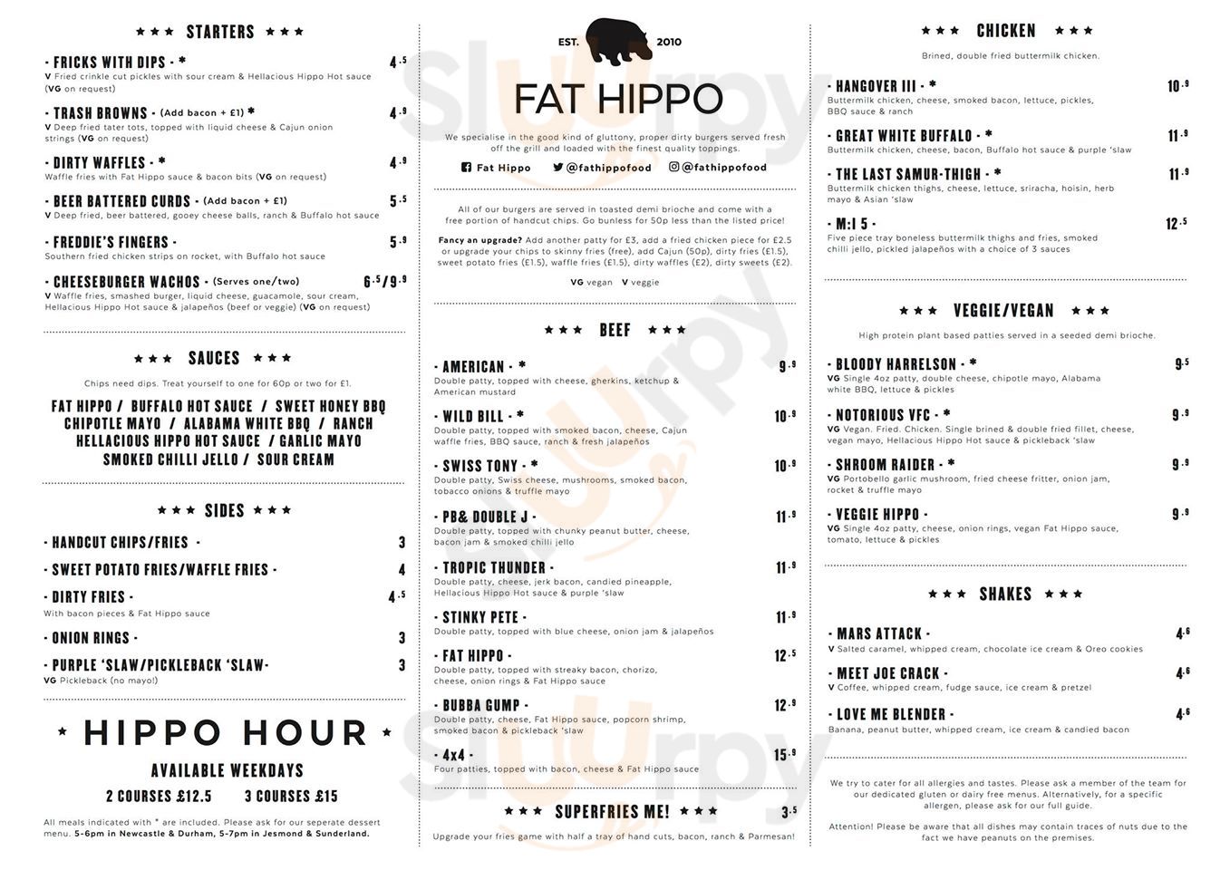 Fat Hippo Durham Durham Menu - 1