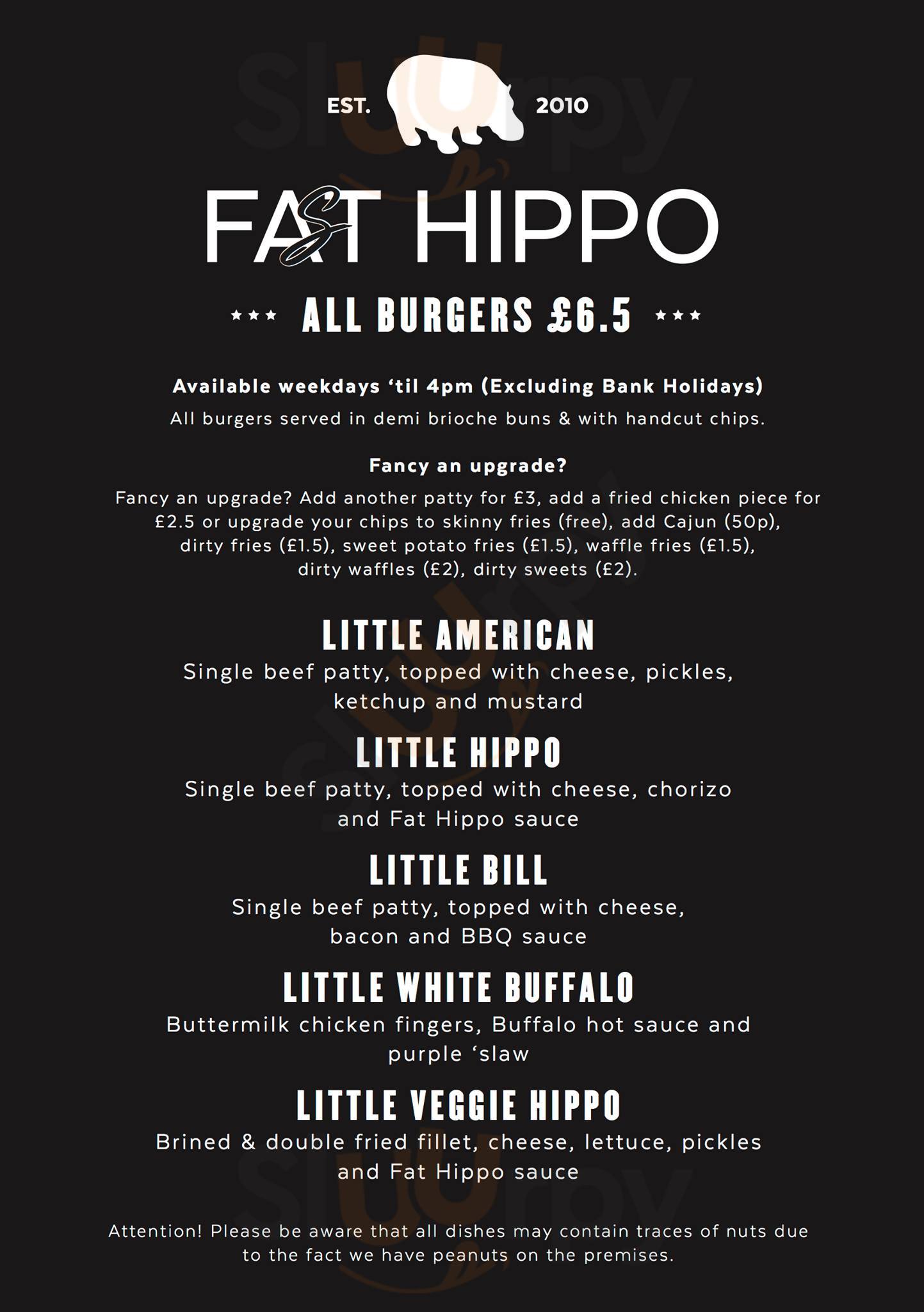 Fat Hippo Durham menù, Durham - Main Menu | Sluurpy