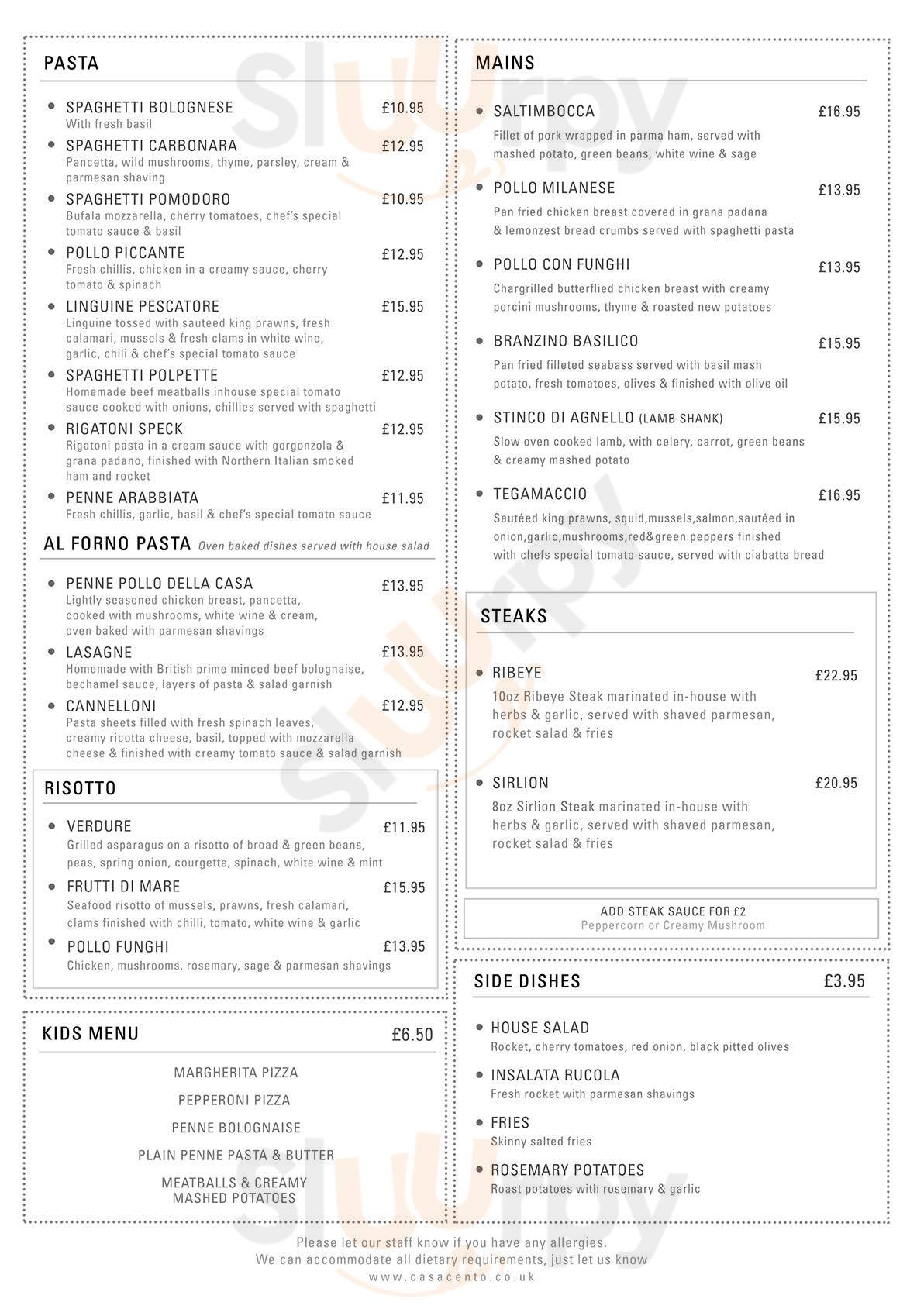 Casa Cento Milton Keynes Menu - 1