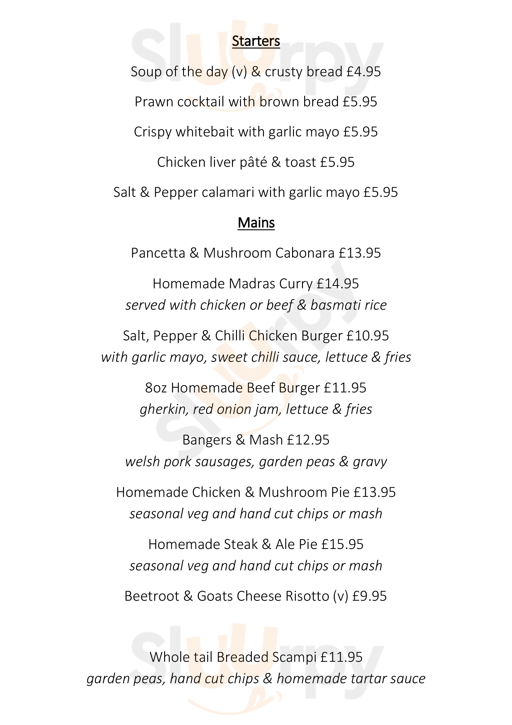 The Gazelle Hotel Menai Bridge Menu - 1