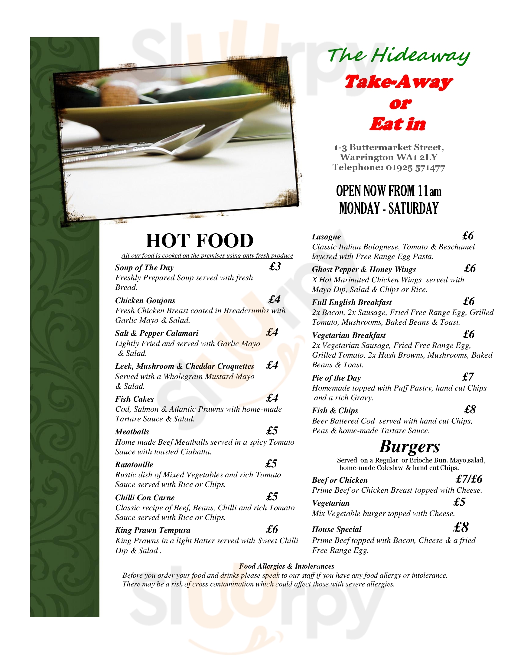 The Hideaway Cafe Warrington Menu - 1