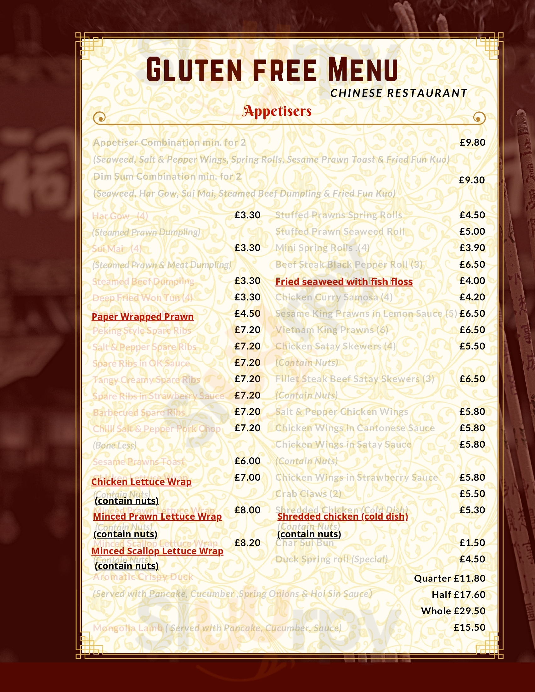 China Rose Restaurant Bury Menu - 1