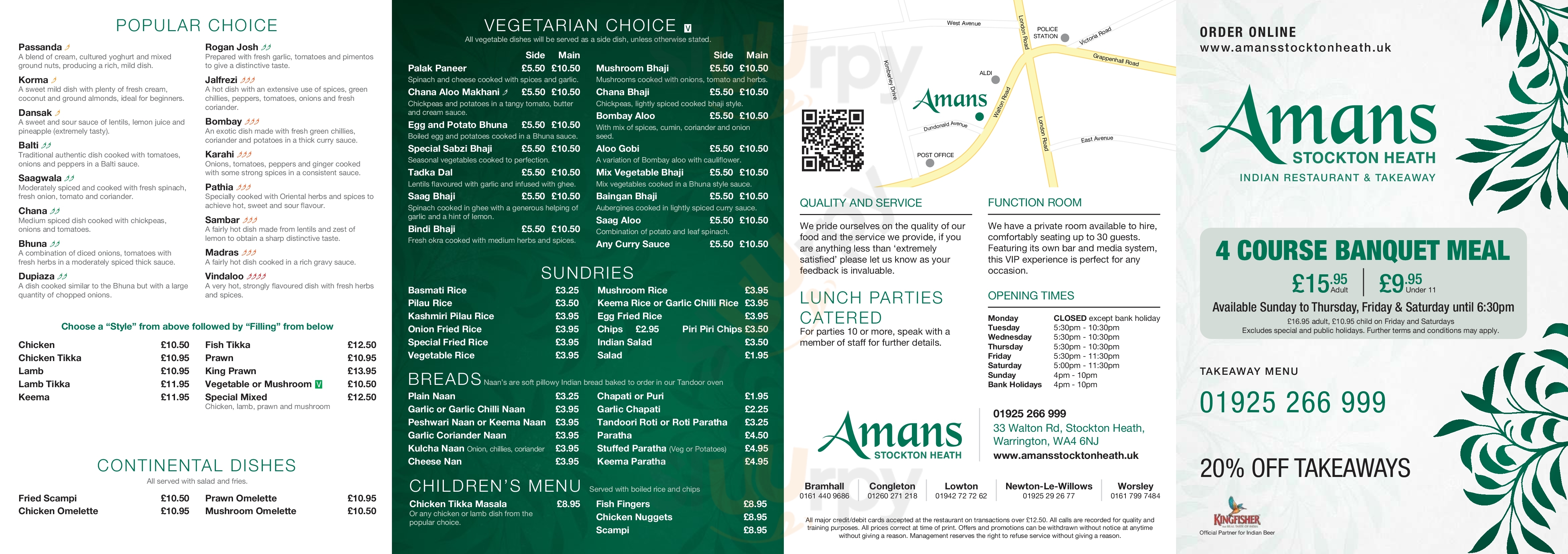 Amans Restaurant & Takeaway Stockton Heath Menu - 1