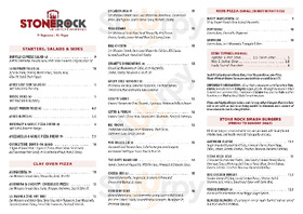 Stone Rock Pizza menu