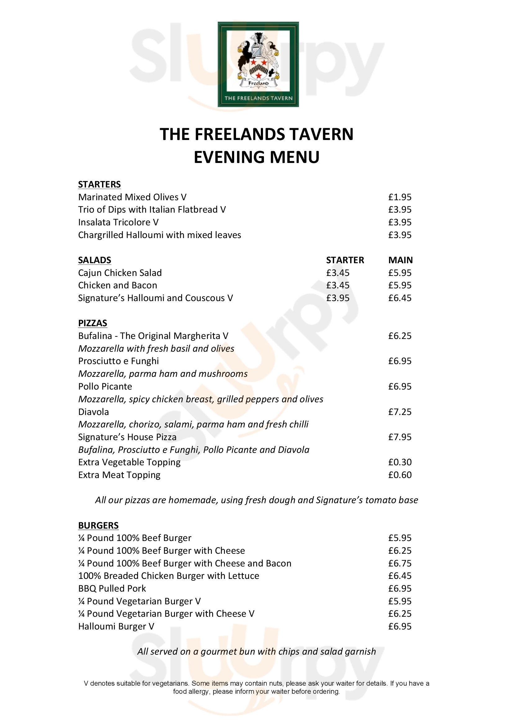 The Freelands Tavern Bromley Menu - 1