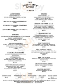 Shortlands Tavern menu