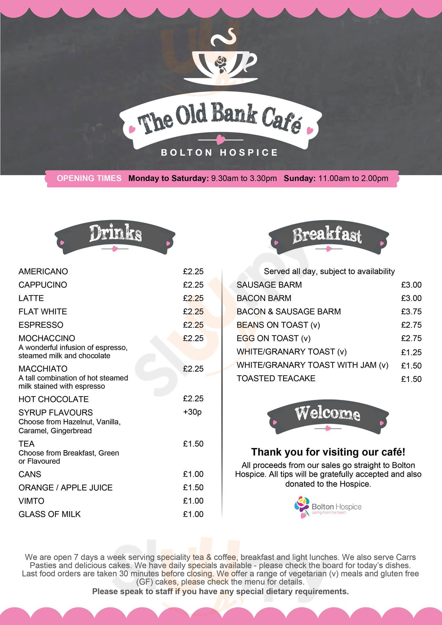 The Old Bank Cafe Bolton Menu - 1