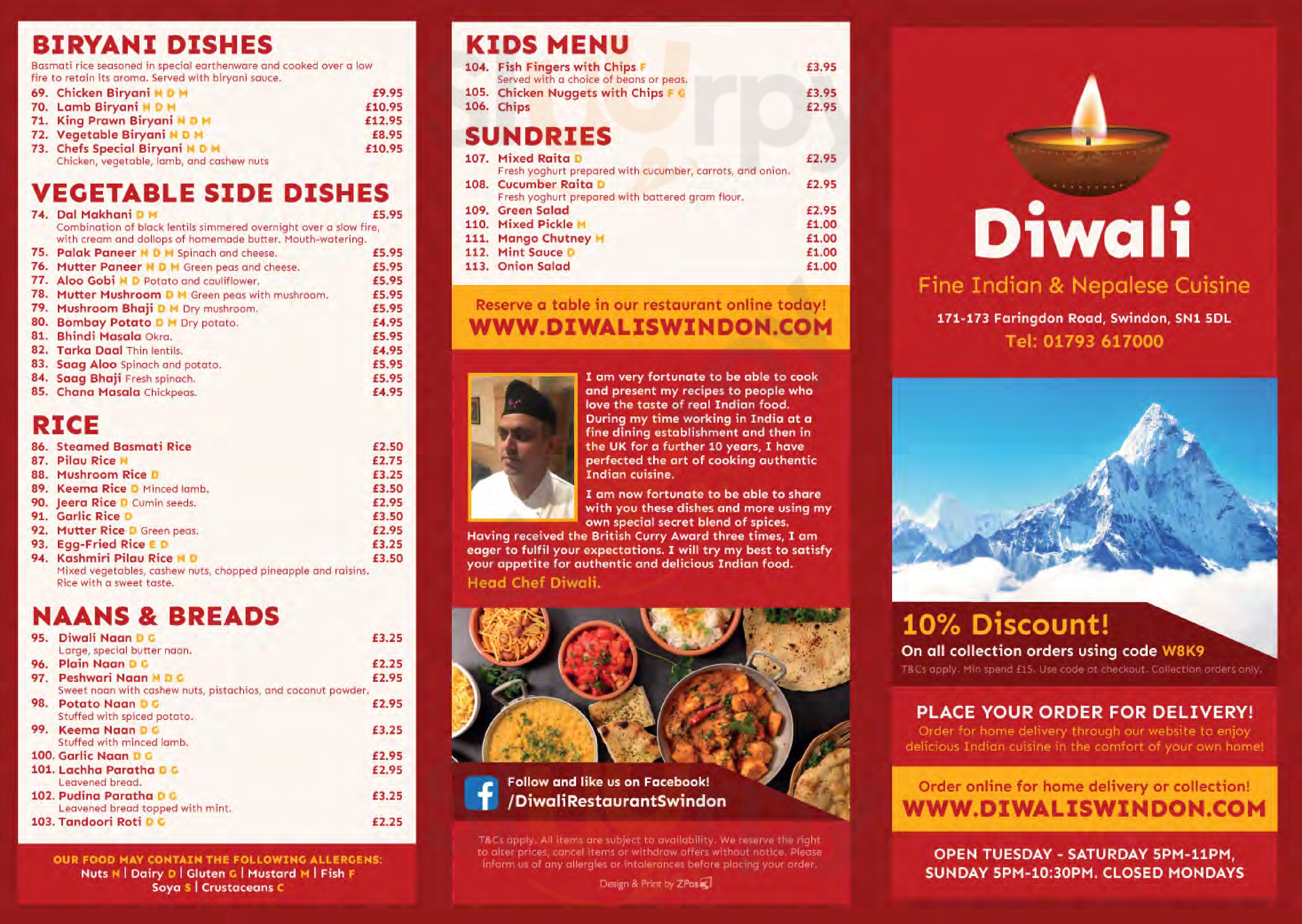 Diwali Restaurant Swindon Menu - 1