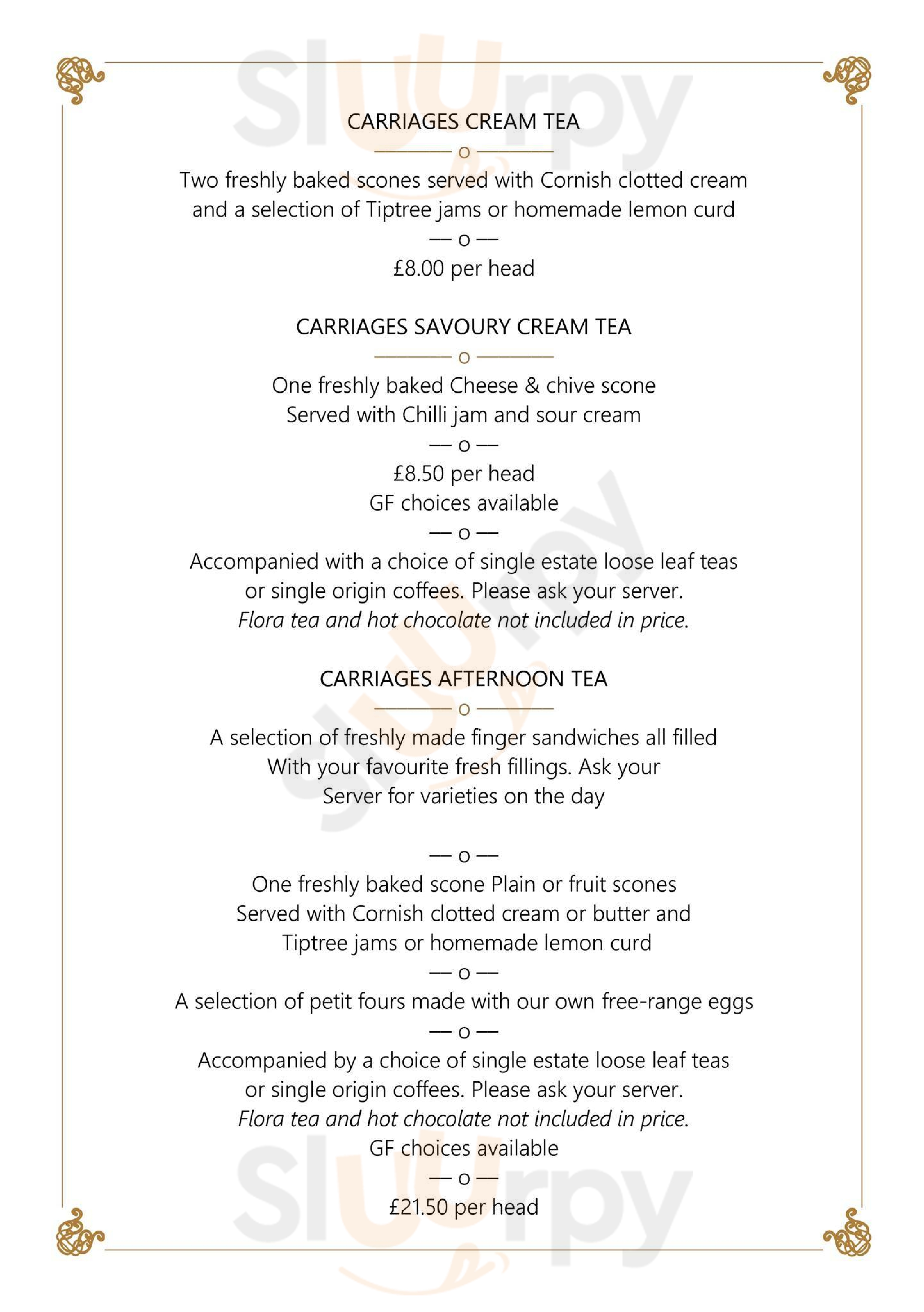 Carriages Dine In Style Cambridge Menu - 1