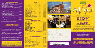 The Admiral Duncan menu