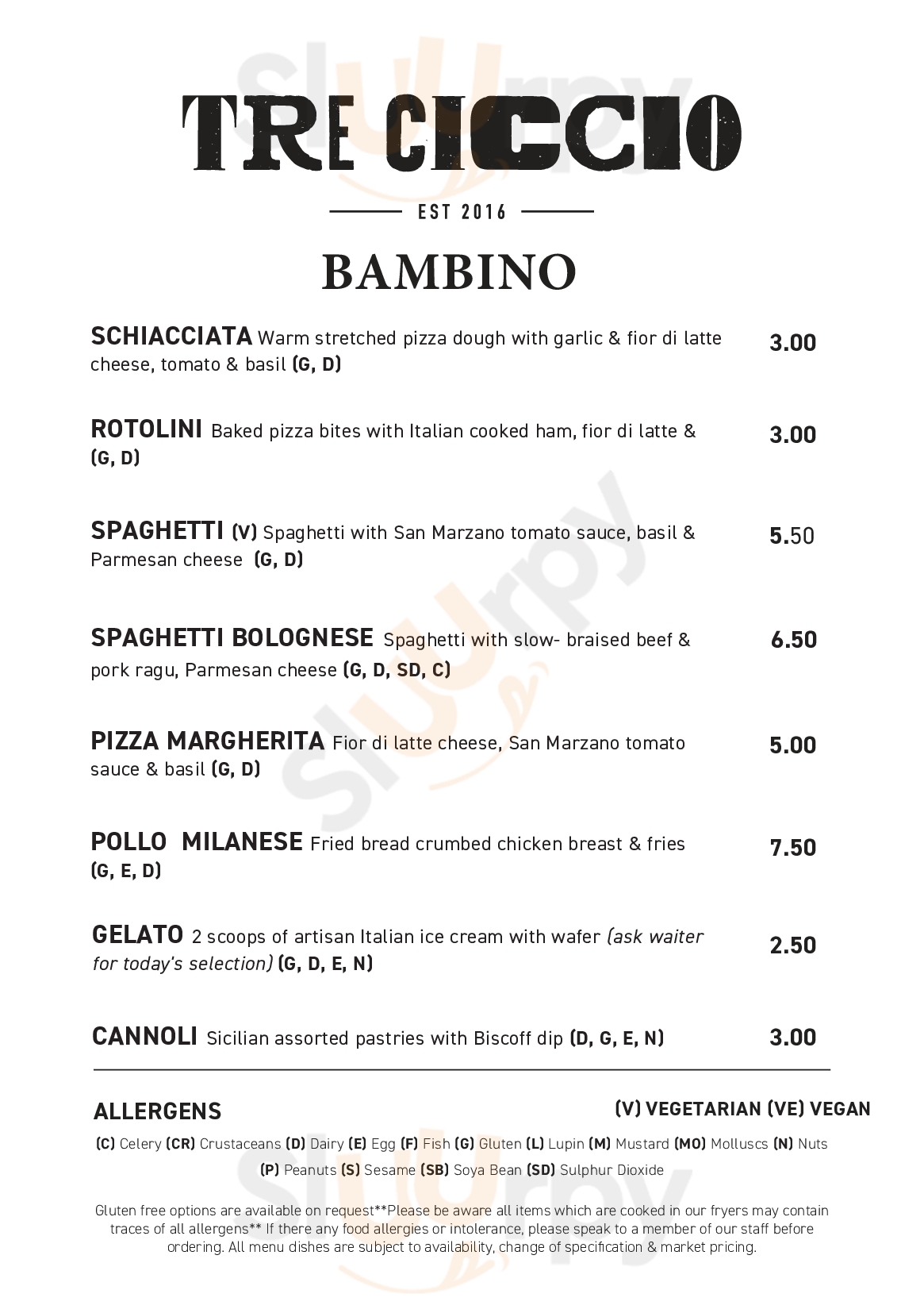 Main Menu - Tre Ciccio