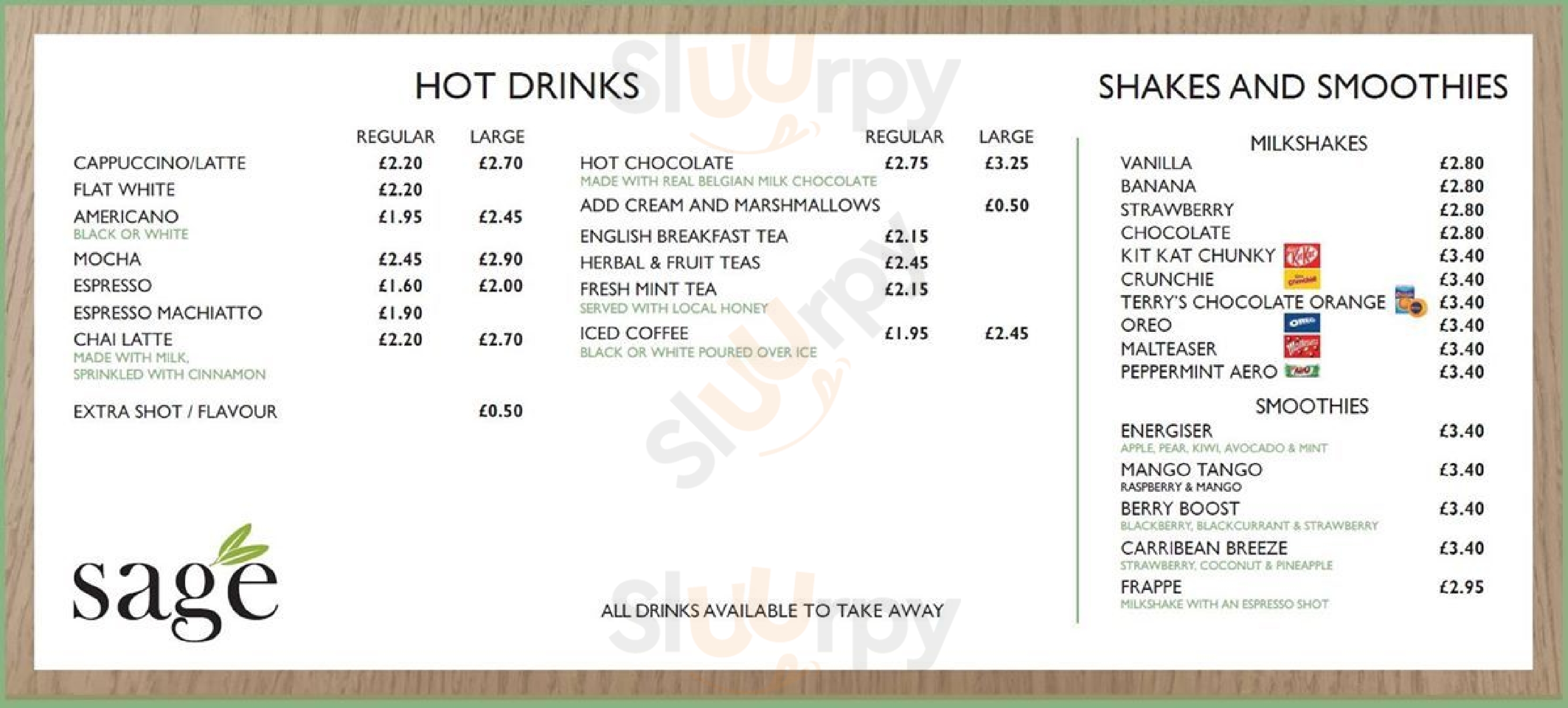 Sage Cafe Earlsdon menù, Coventry Main Menu Sluurpy