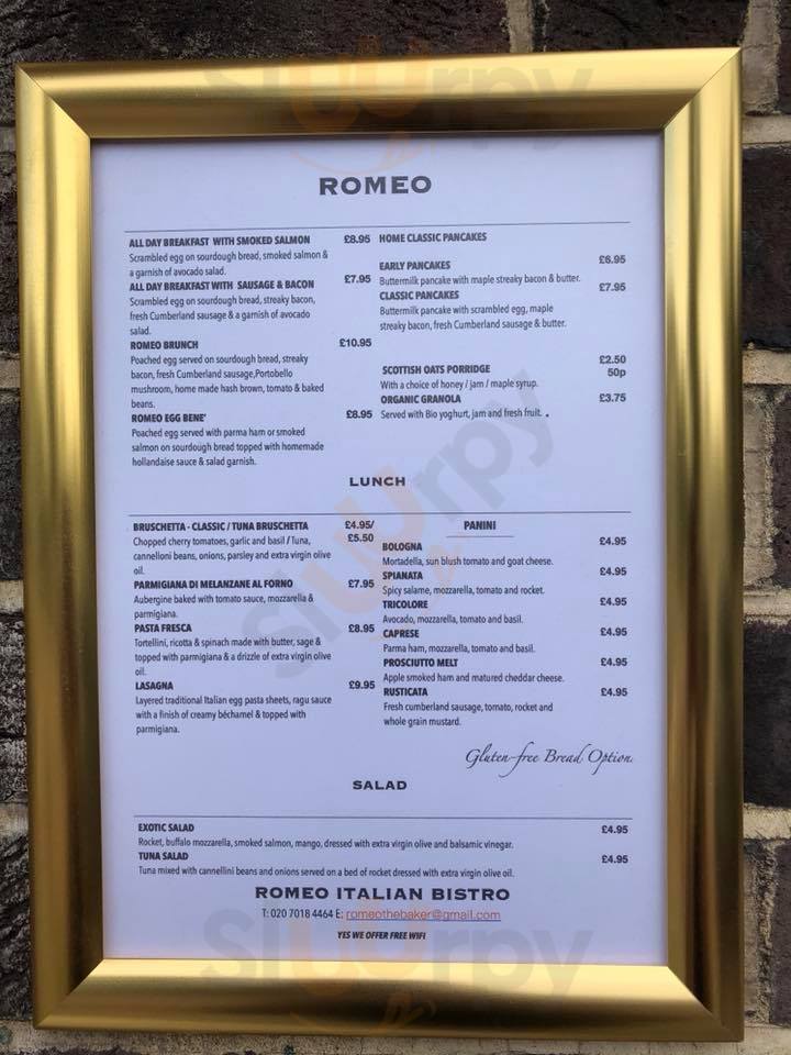 Romeo Italian Bistro Croydon Menu - 1